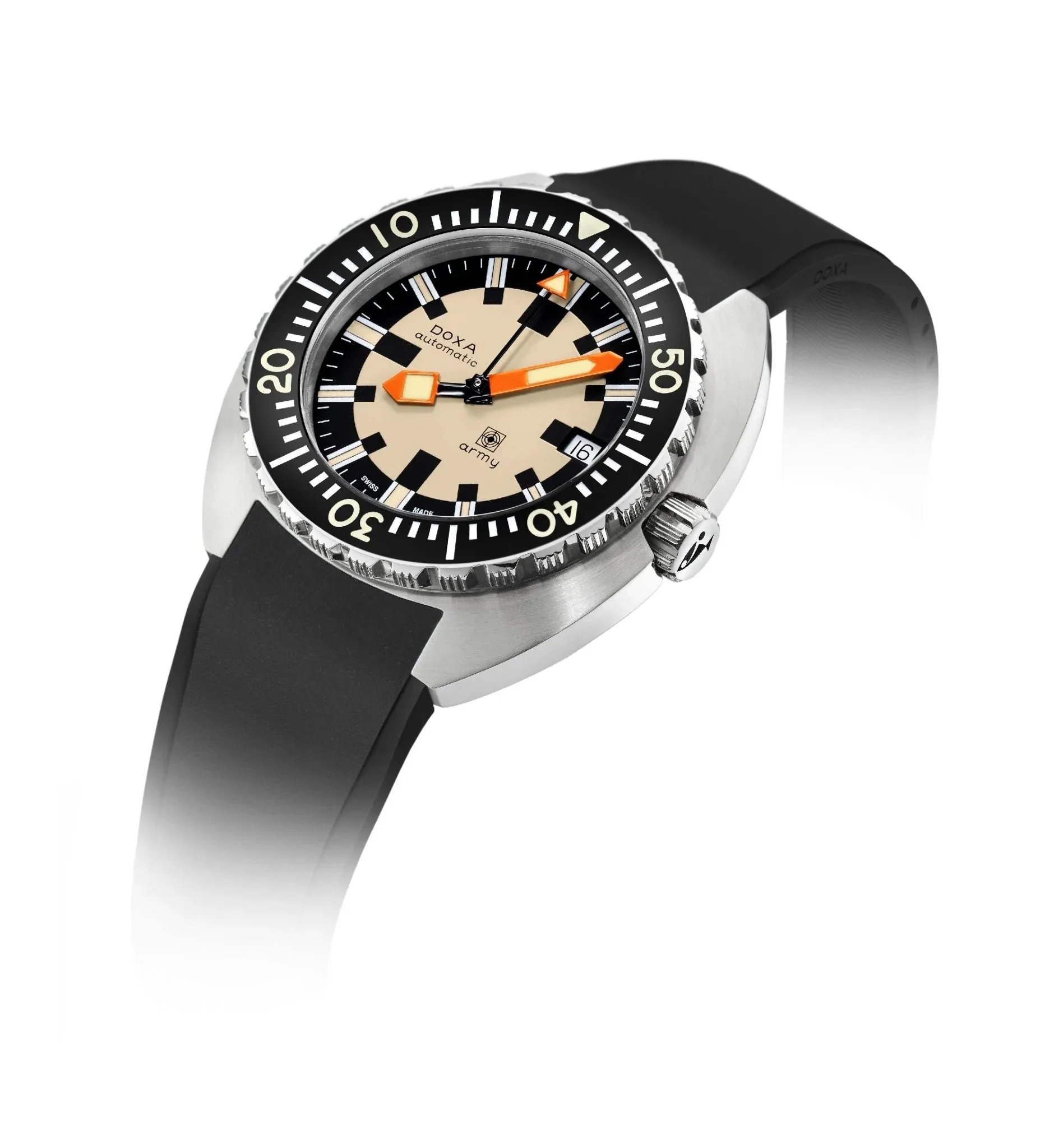 DOXA Army Stainless Steel Bezel Rubber Strap - 785.10.031.10