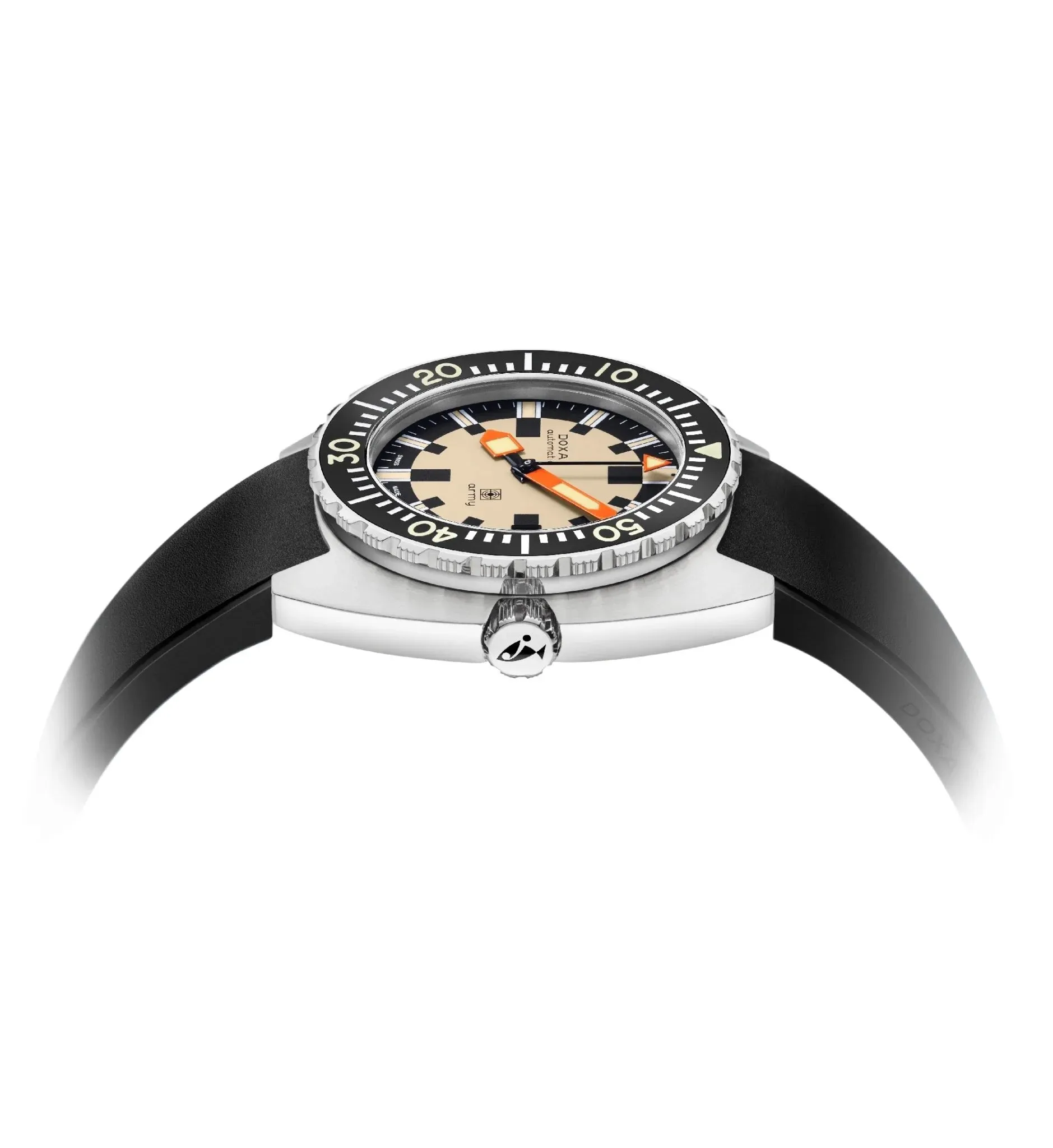 DOXA Army Stainless Steel Bezel Rubber Strap - 785.10.031.10
