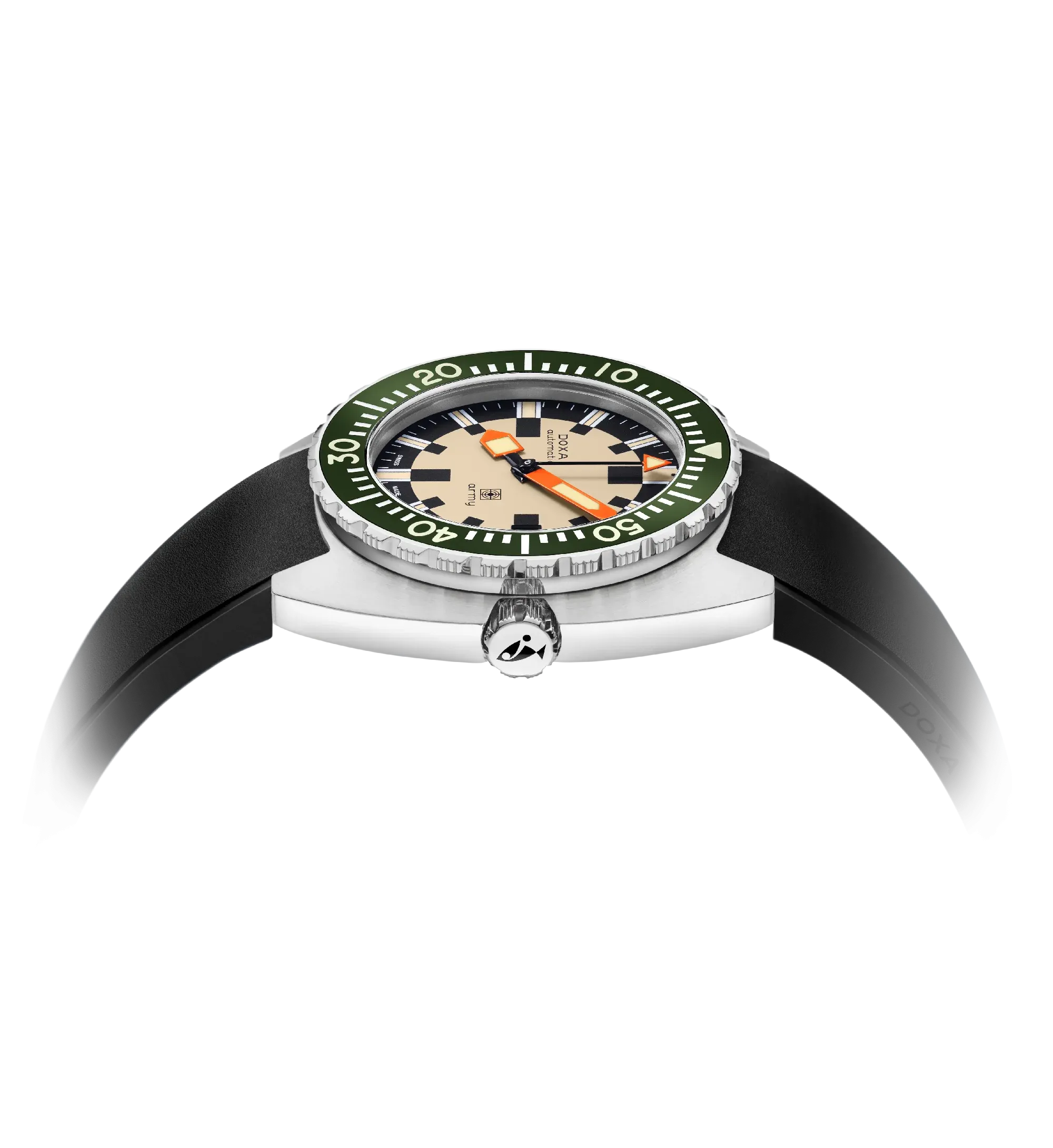 DOXA Army Stainless Steel Bezel Rubber Strap Black - 785.10.031G.10