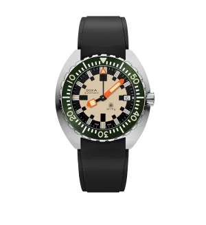 DOXA Army Stainless Steel Bezel Rubber Strap Black - 785.10.031G.10