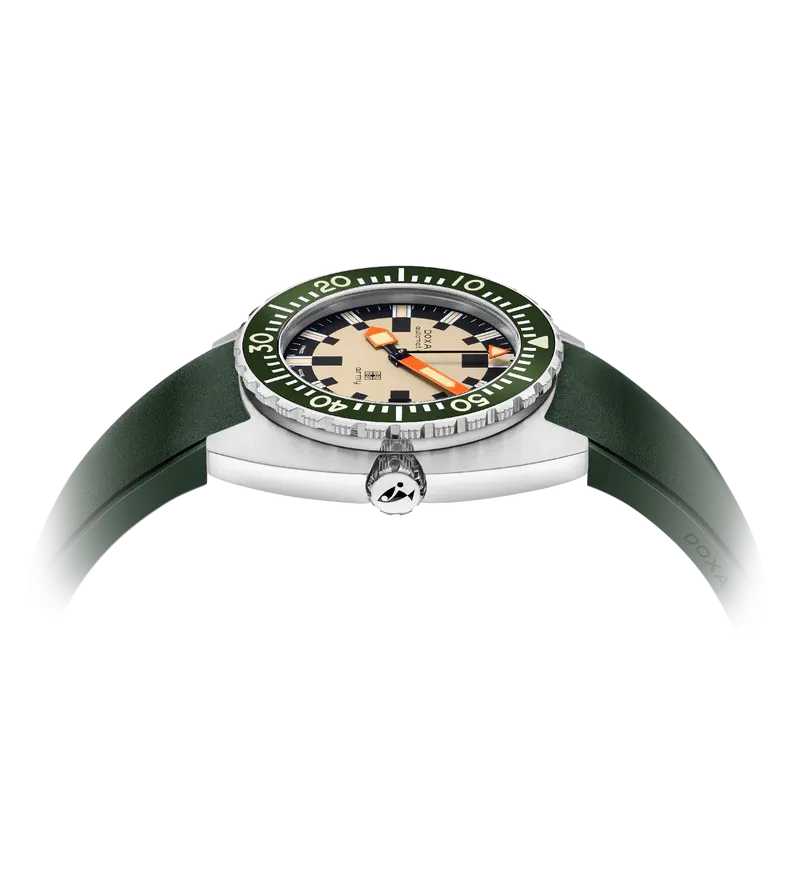 DOXA Army Stainless Steel Bezel Rubber Strap Green - 785.10.031G.10