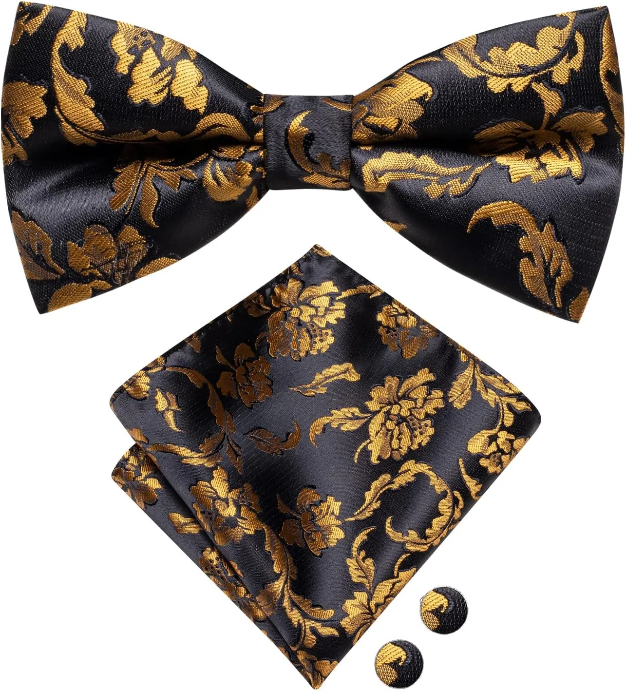 Dubulle Mens Paisley Striped Bowtie Set Pre-tied Bowtie for Men and Pocket Square Set Wedding Business