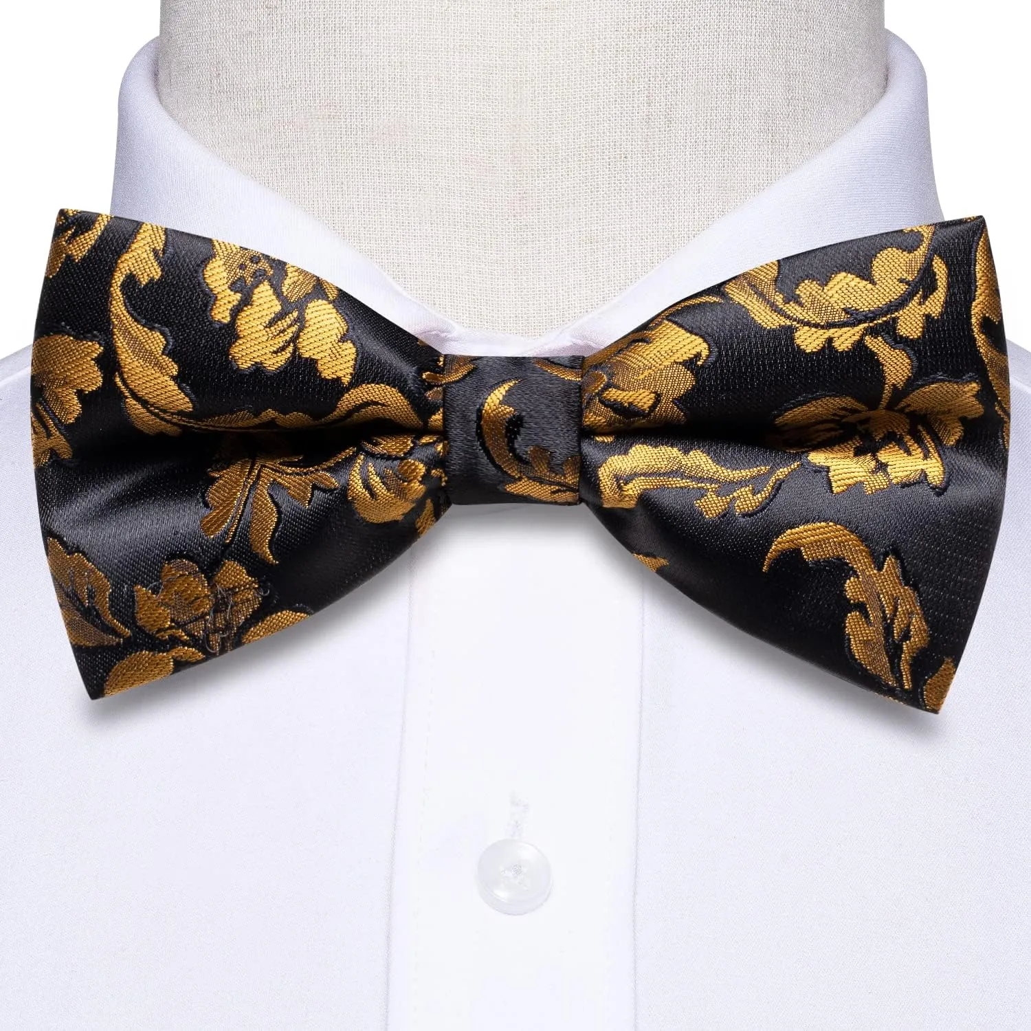 Dubulle Mens Paisley Striped Bowtie Set Pre-tied Bowtie for Men and Pocket Square Set Wedding Business