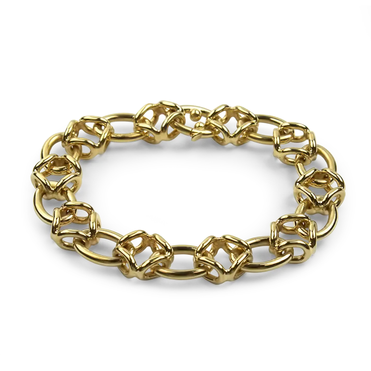 Estate 14K Yellow Gold Fancy Alternating Link Bracelet