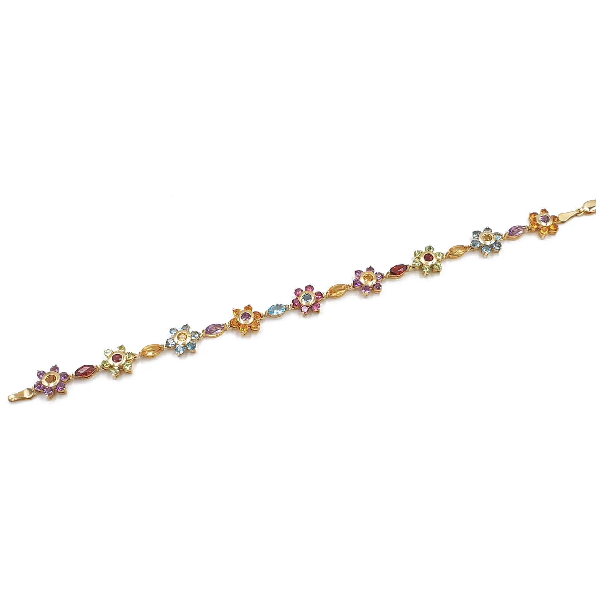 Estate Ladies 14K Yellow Gold Multi-gemstone Bracelet