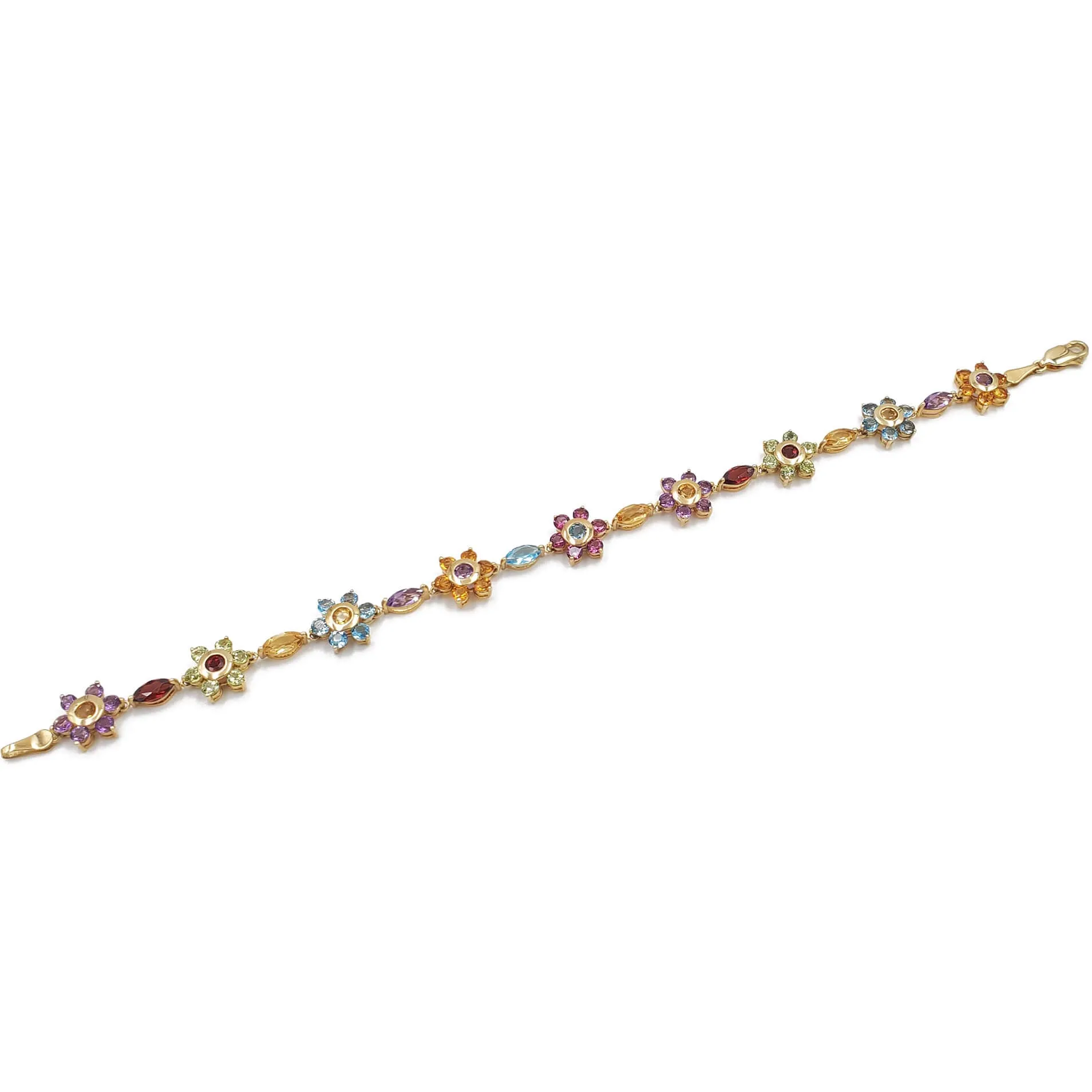 Estate Ladies 14K Yellow Gold Multi-gemstone Bracelet