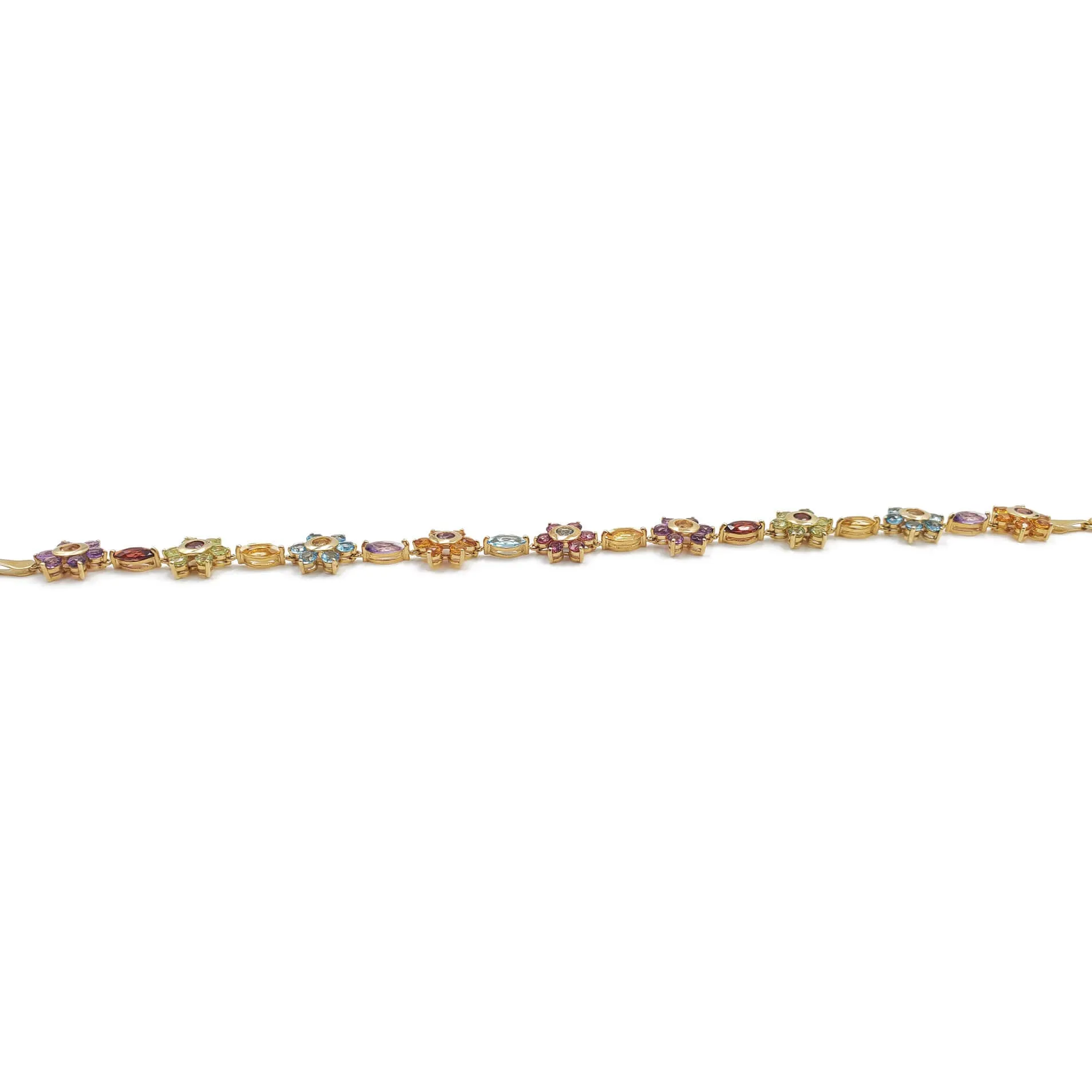 Estate Ladies 14K Yellow Gold Multi-gemstone Bracelet