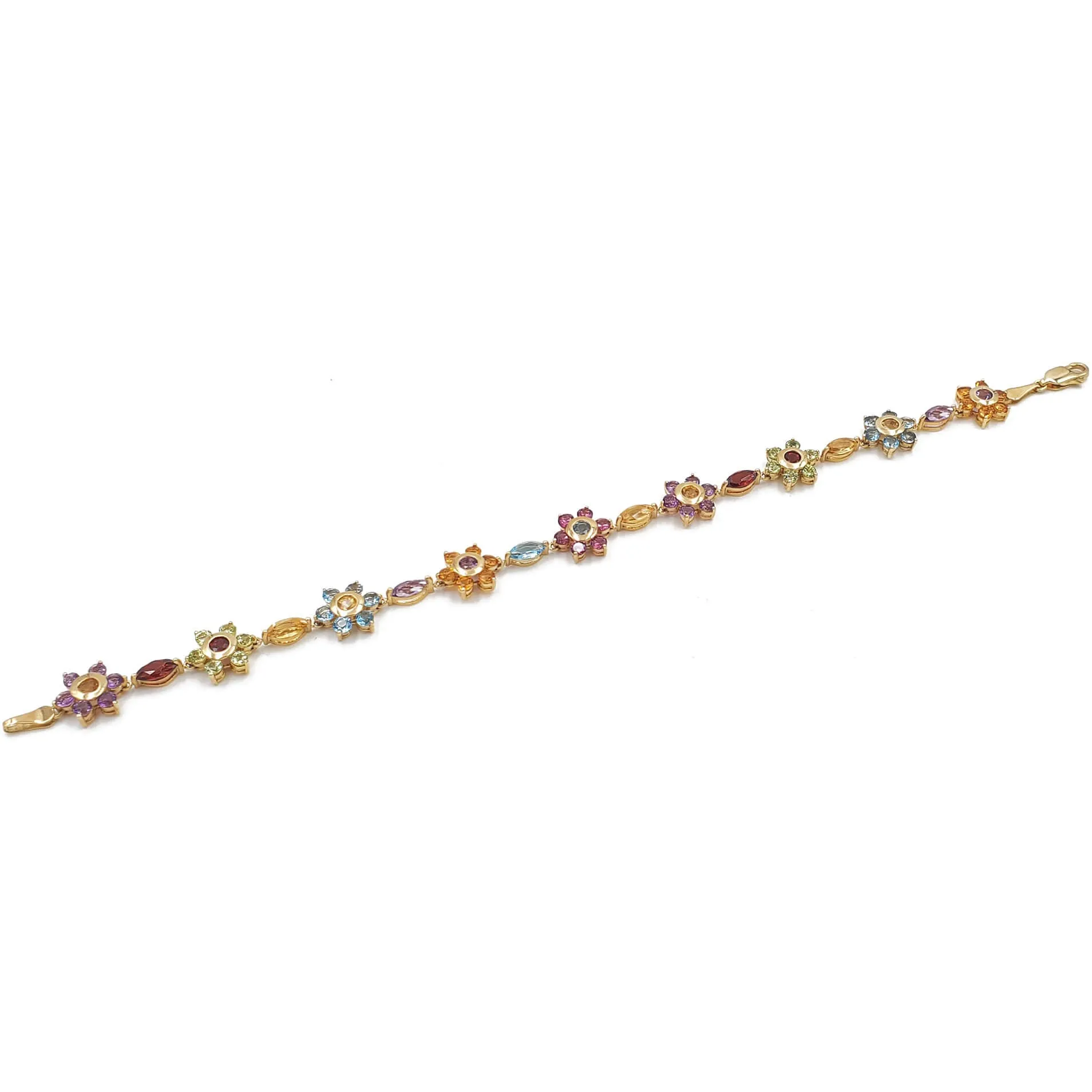 Estate Ladies 14K Yellow Gold Multi-gemstone Bracelet