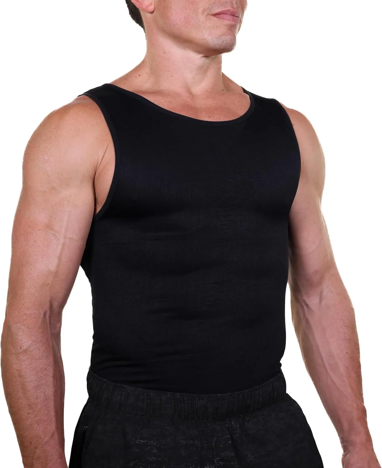 Esteem Apparel EliteSlim Men's Compression Shirt to Hide Gynecomastia Moobs Abs Chest Stomach Slimming Shapewear