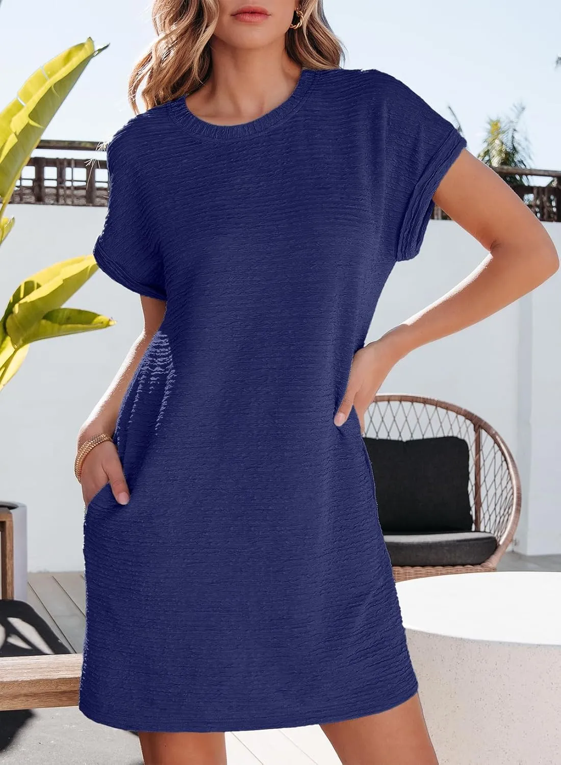 EVALESS Womens Summer Dresses Fashion 2025 Short Sleeve Spring Mini Dress Casual Beach Vacation Clothes Dresses