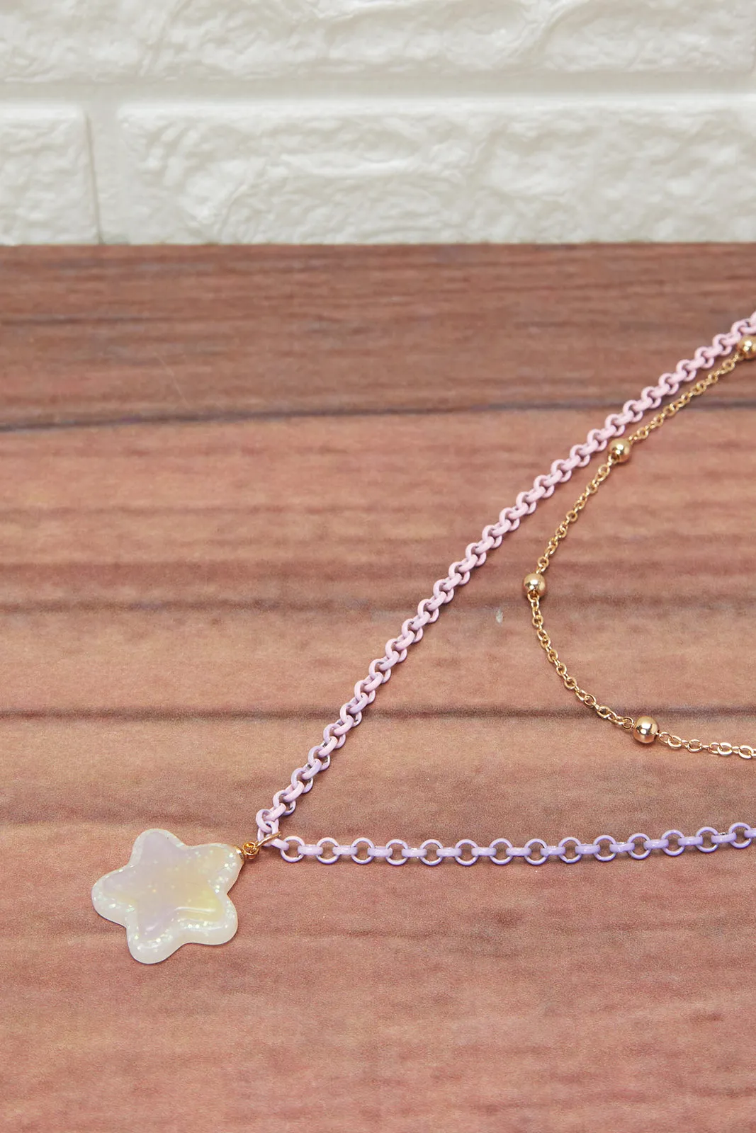 Girls Gold And Purple Embellished Necklace & Bracelet Set (2 Piece)