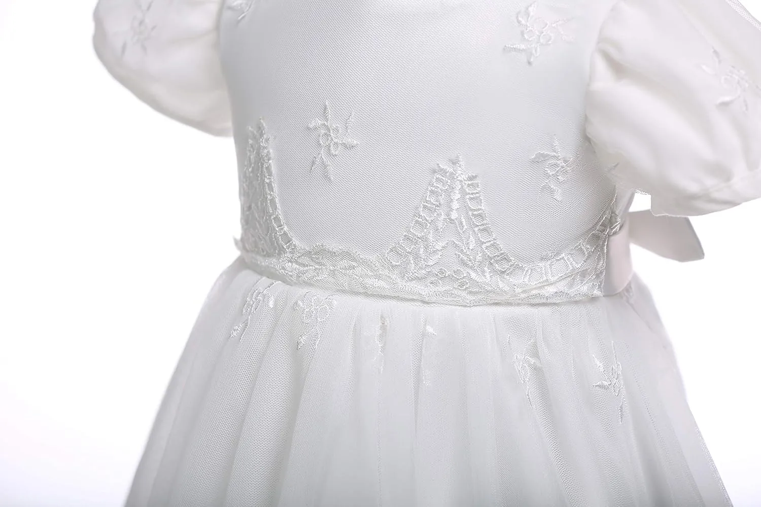 Glamulice Baby-Girls Newborn Satin Christening Baptism Floral Embroidered Dress Gown Outfit