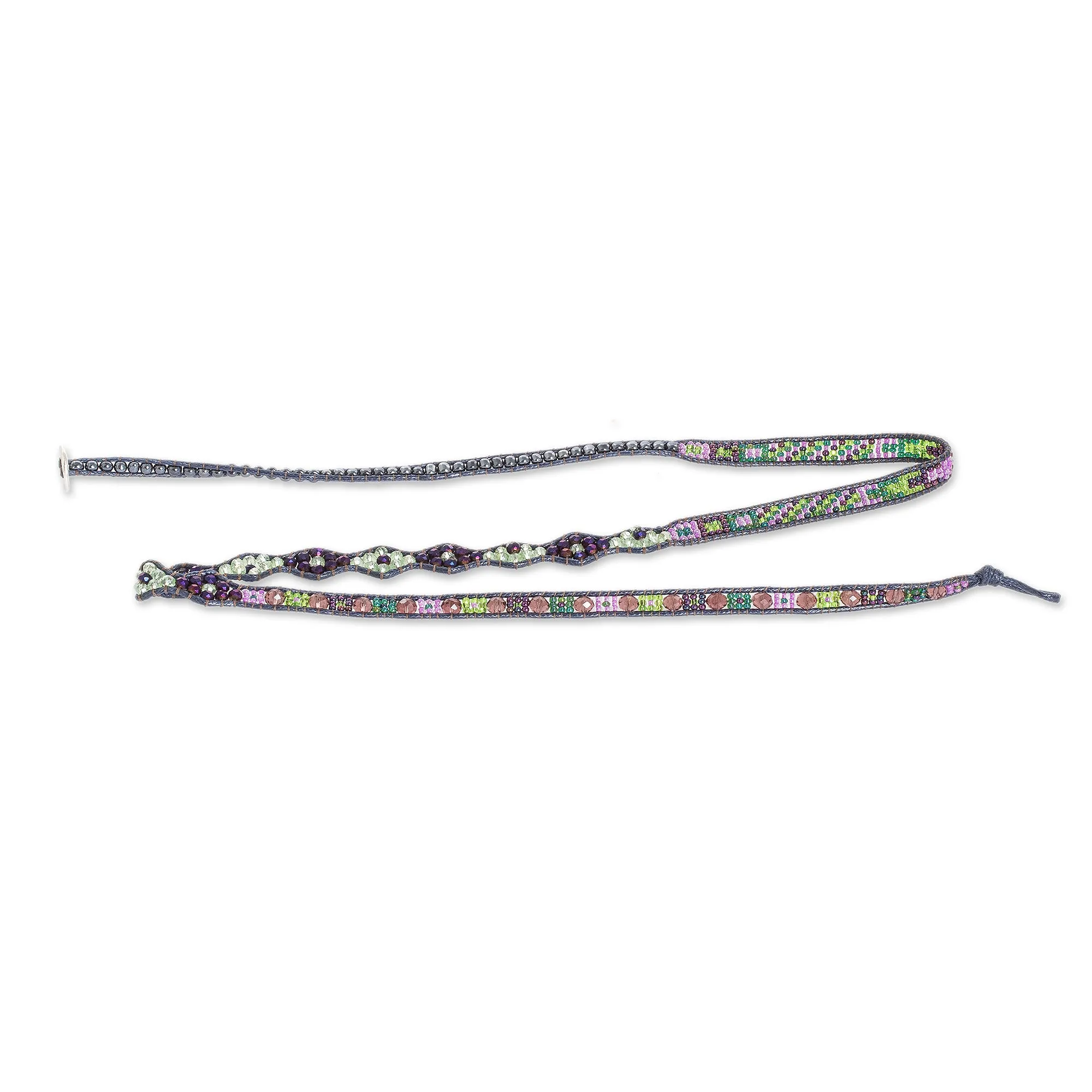 Handcrafted Beaded Positive Energy Long Wrap Bracelet - Wisdom of the Cosmos | NOVICA