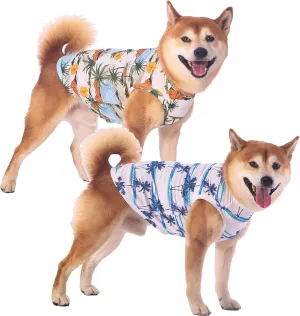 Hawaiian Dog Shirts,Quick Dry Summer Cooling Mesh Coconut Printing T-Shirt for Large Dogs,Blue Yellow L