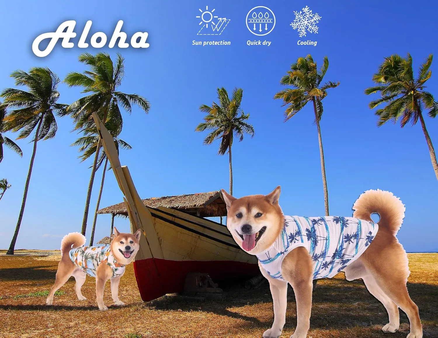 Hawaiian Dog Shirts,Quick Dry Summer Cooling Mesh Coconut Printing T-Shirt for Large Dogs,Blue Yellow L