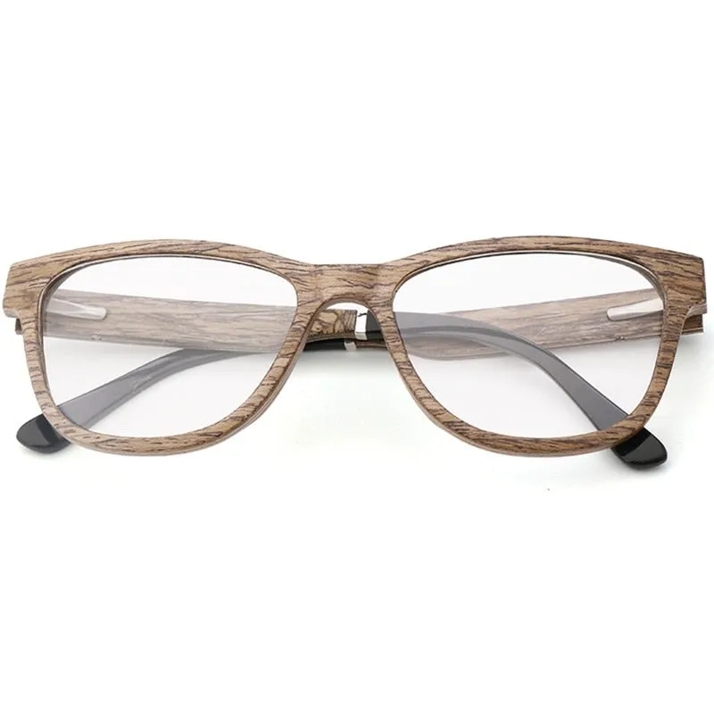 Hdcrafter Unisex Full Rim Square Cat Eye Wood Eyeglasses 56306
