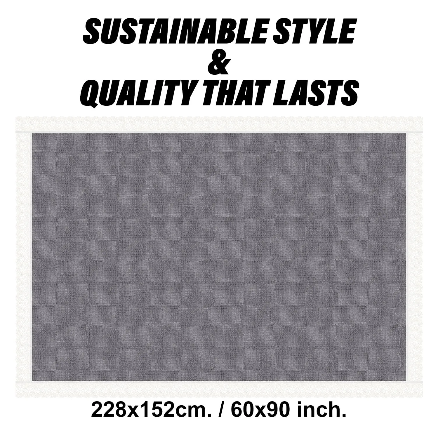 Heart Home Dining Table Cover | Kitchen Dining Tablecloth | 6 Seater Dining Table Cover | Dining Table Cover for Hall Décor | Plain Texture Tablecloth | DTC | 60x90 | Gray