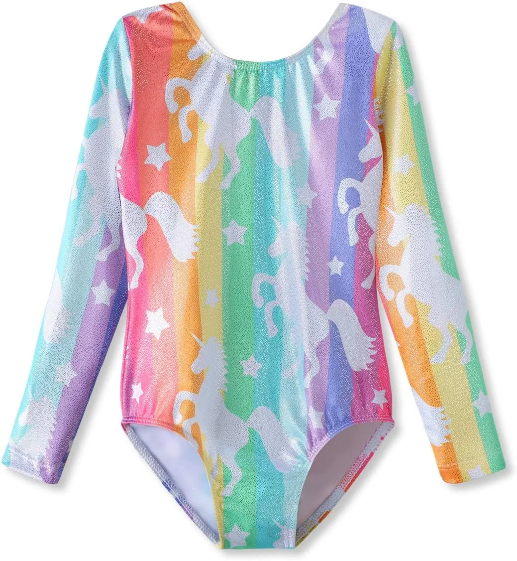 HOZIY Gymnastics Leotards for Girls Unicorn Pink Purple Sparkly Dancewear Activewear Quick Dry