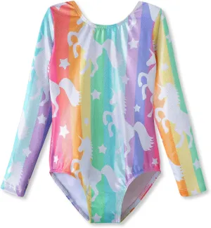 HOZIY Gymnastics Leotards for Girls Unicorn Pink Purple Sparkly Dancewear Activewear Quick Dry