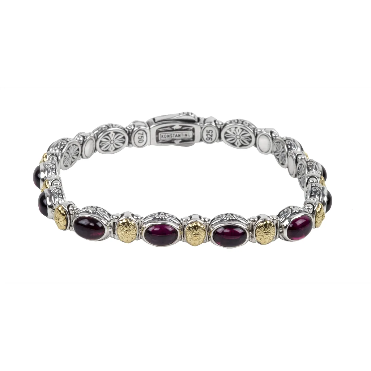 Konstantino Hestia Silver and 18K Gold Rhodolite Bracelet