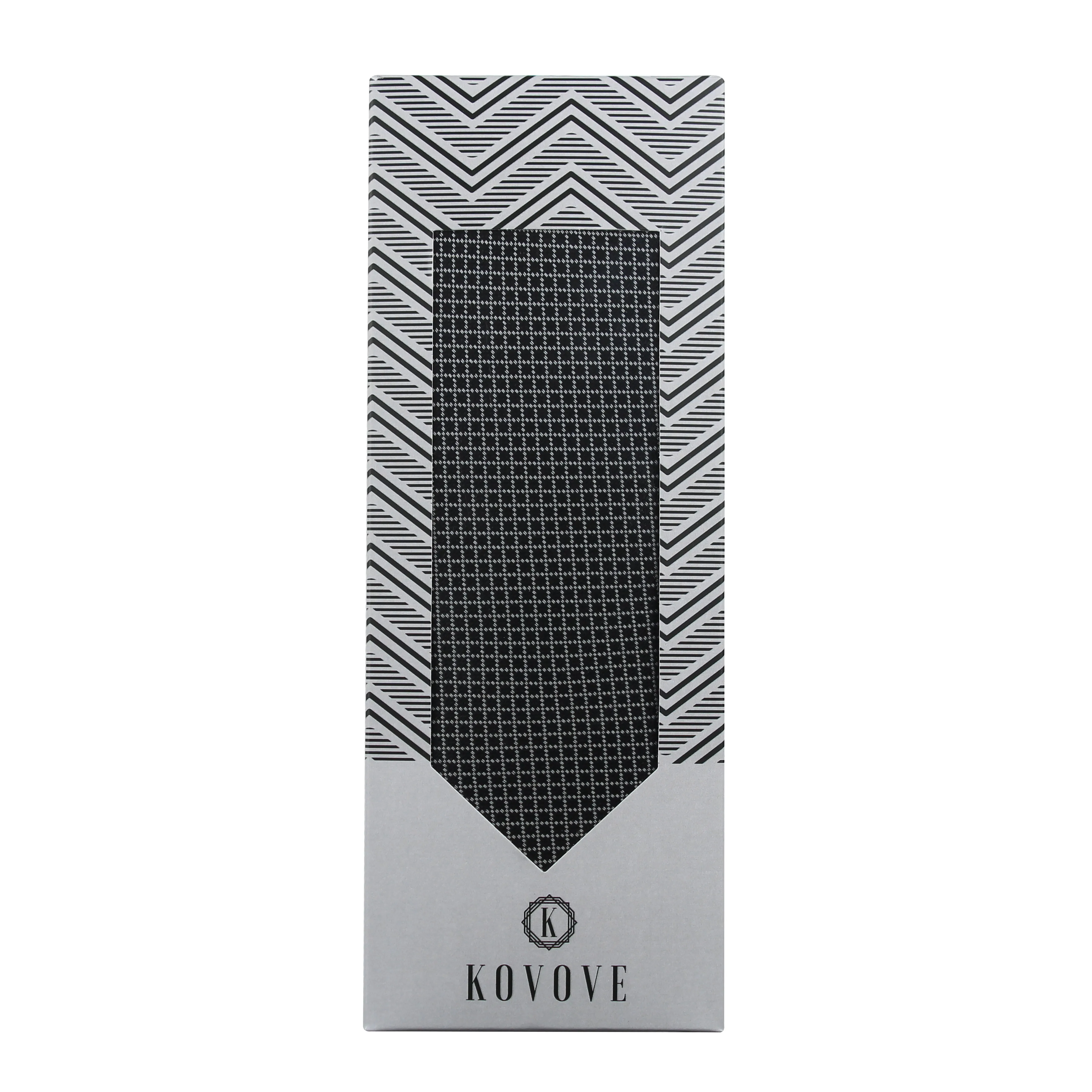 Kovove Elegant Black Checkered Neck Tie For Men