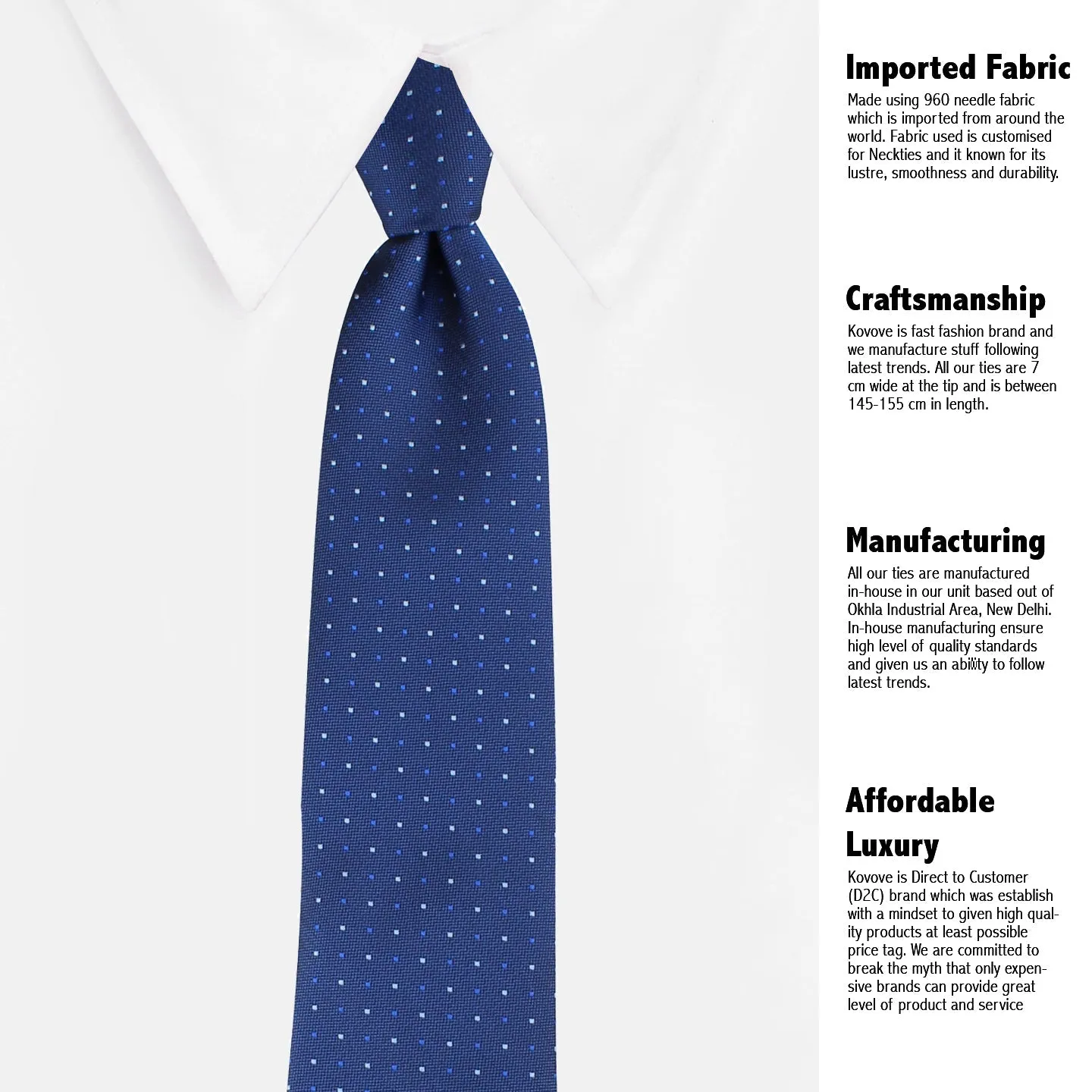 Kovove Refreshing Blue Polka Dot Neck Tie For Men