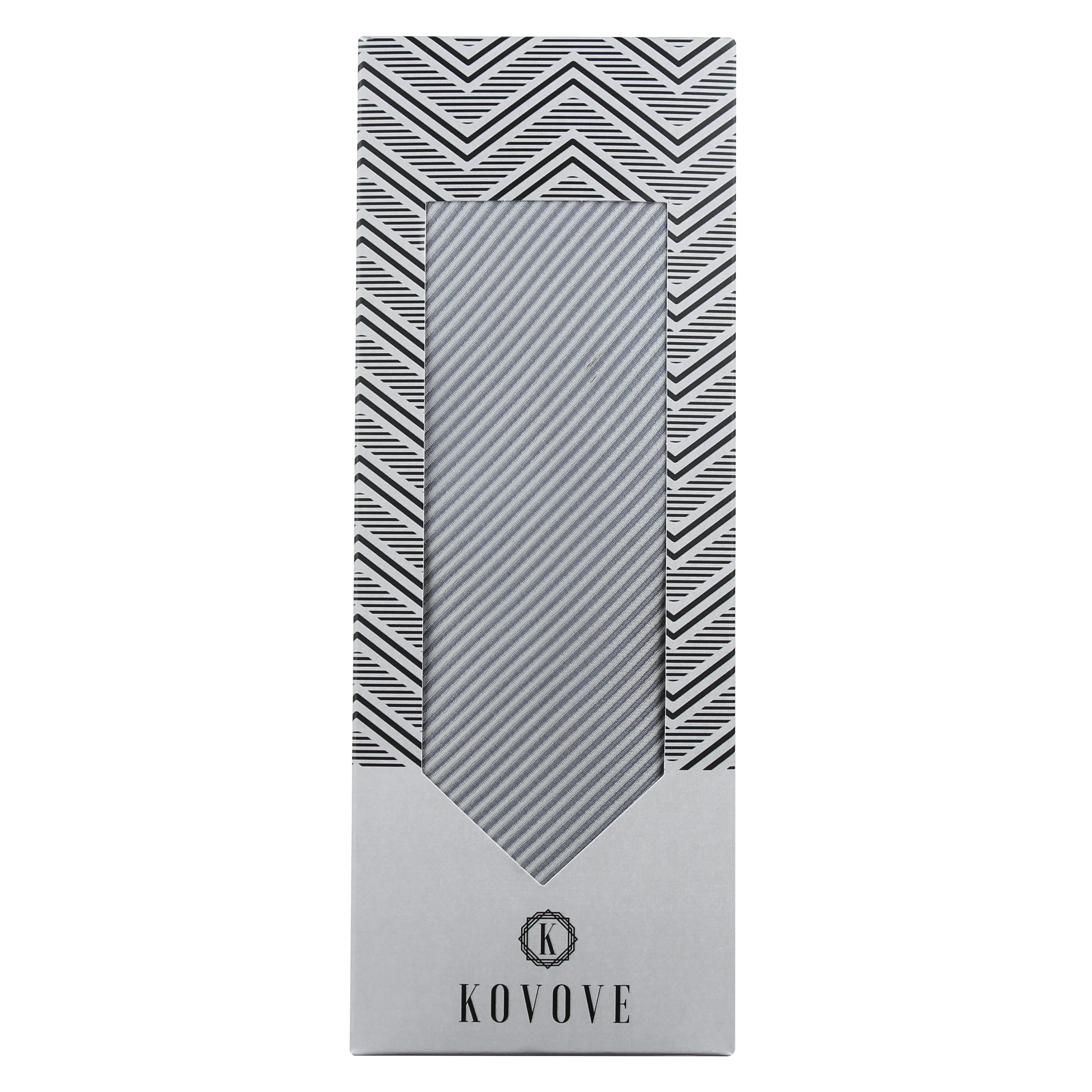Kovove silver Striped Neck Tie For Men