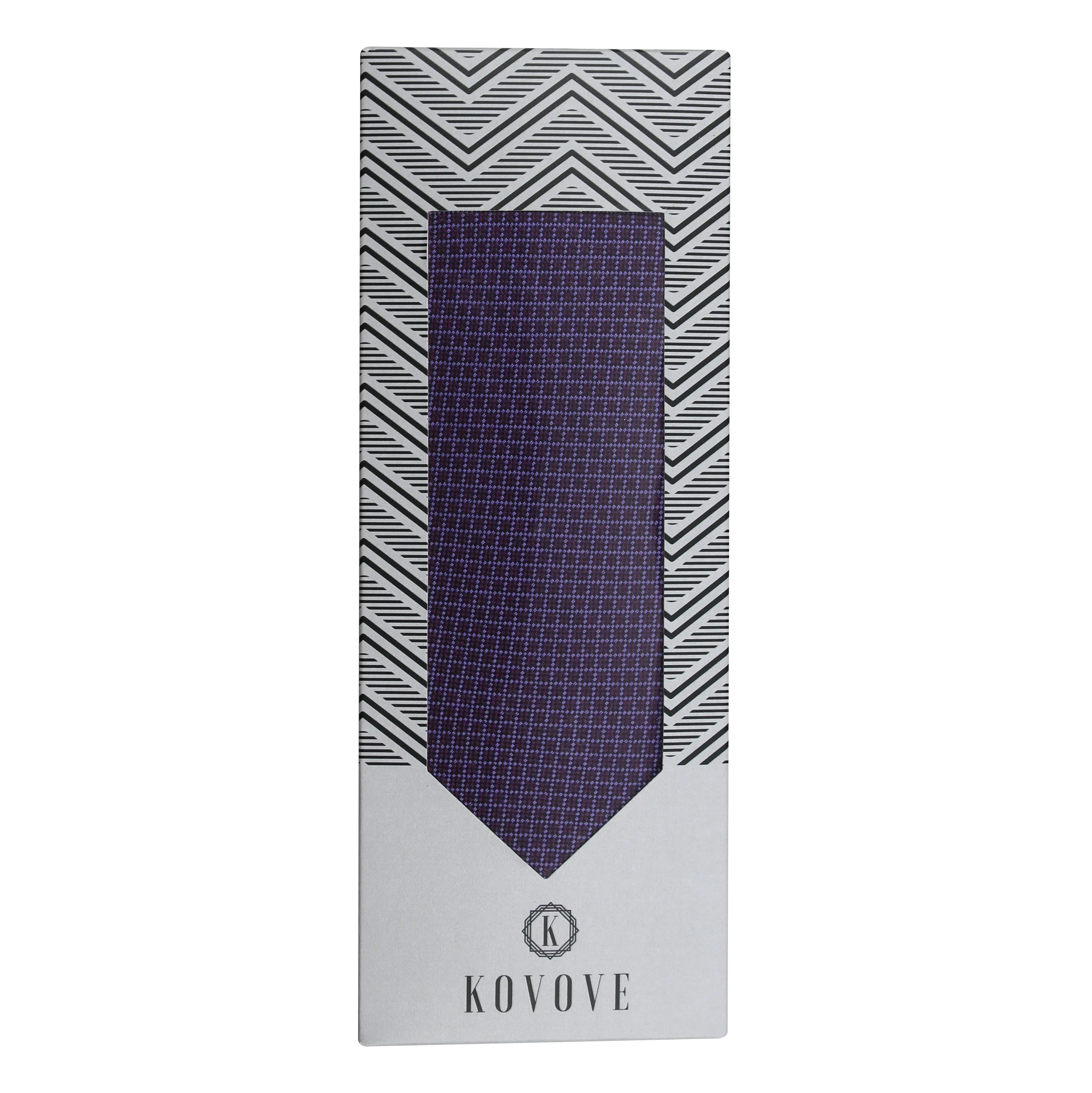 Kovove The Essentials Checkered Purple Necktie For Men