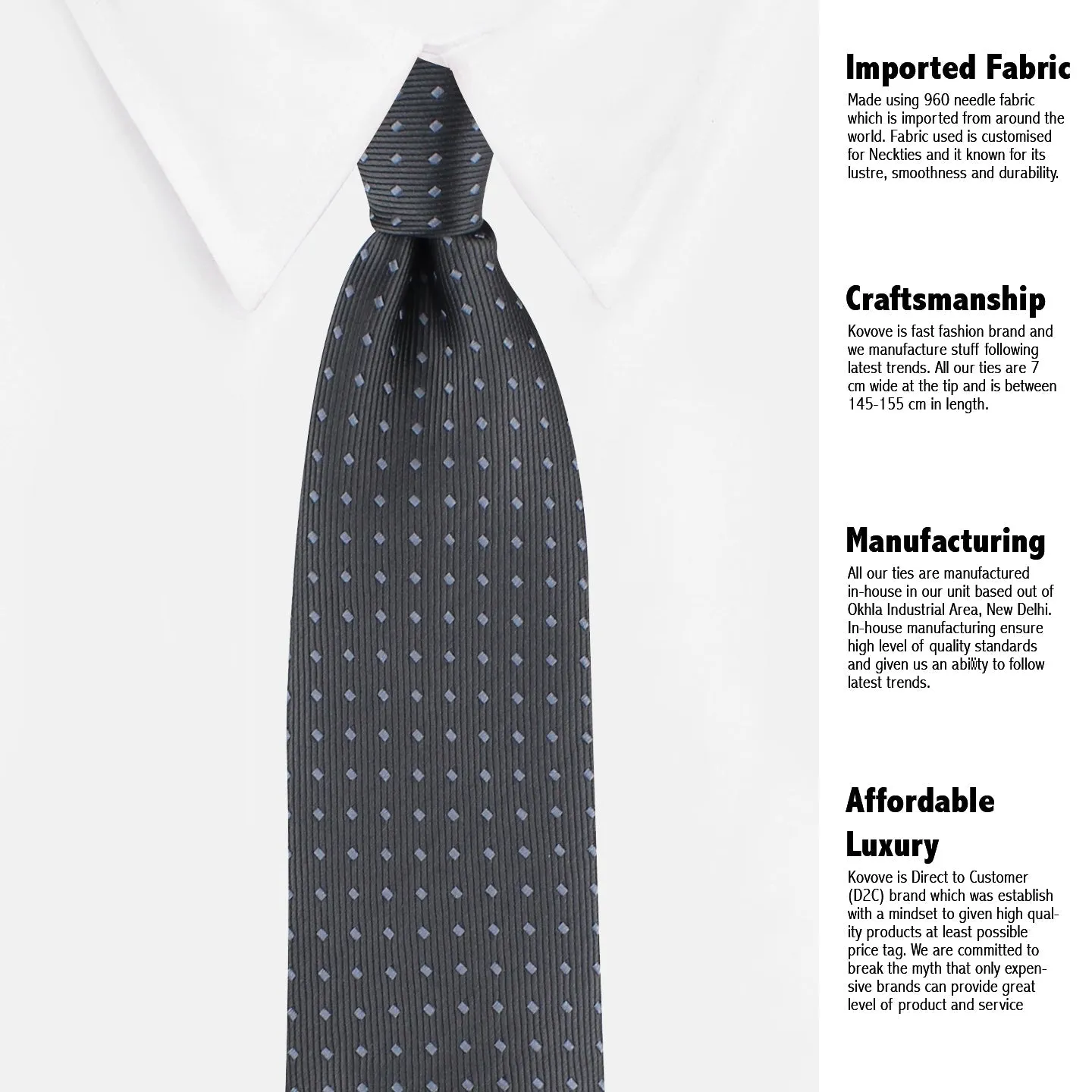 Kovove The Intellect Dash Abstract  Black Necktie For Men