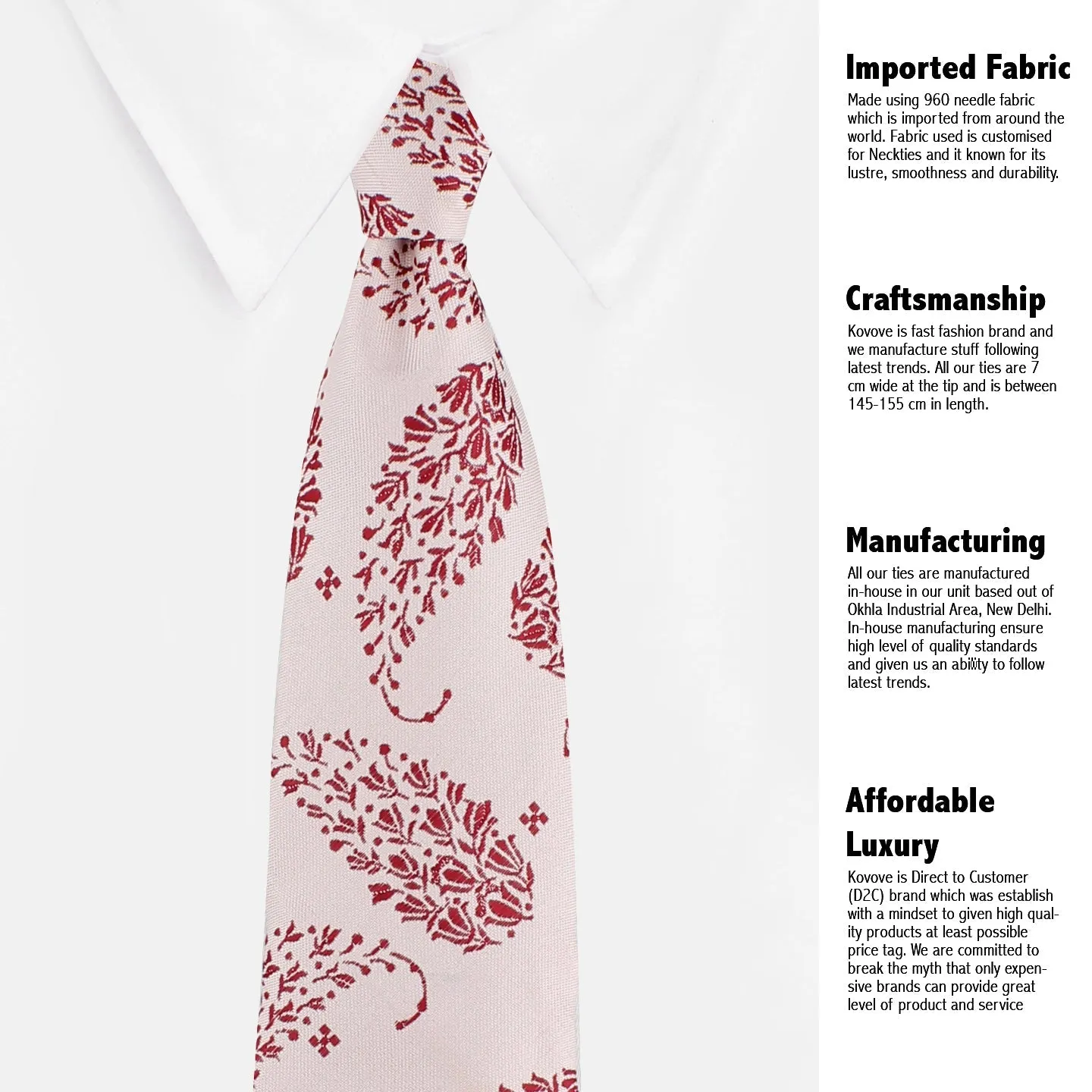 Kovove The Twining Paisley Pink Necktie For Men