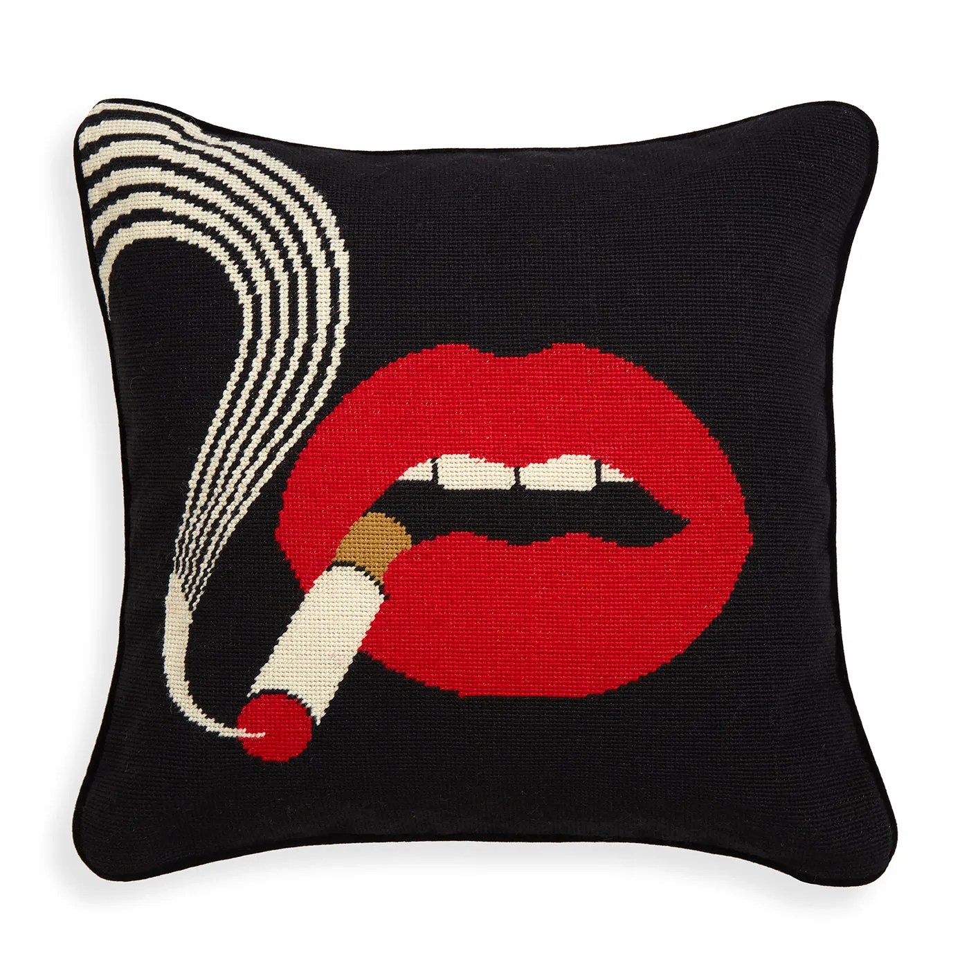Lips Smolder Needlepoint Cushion