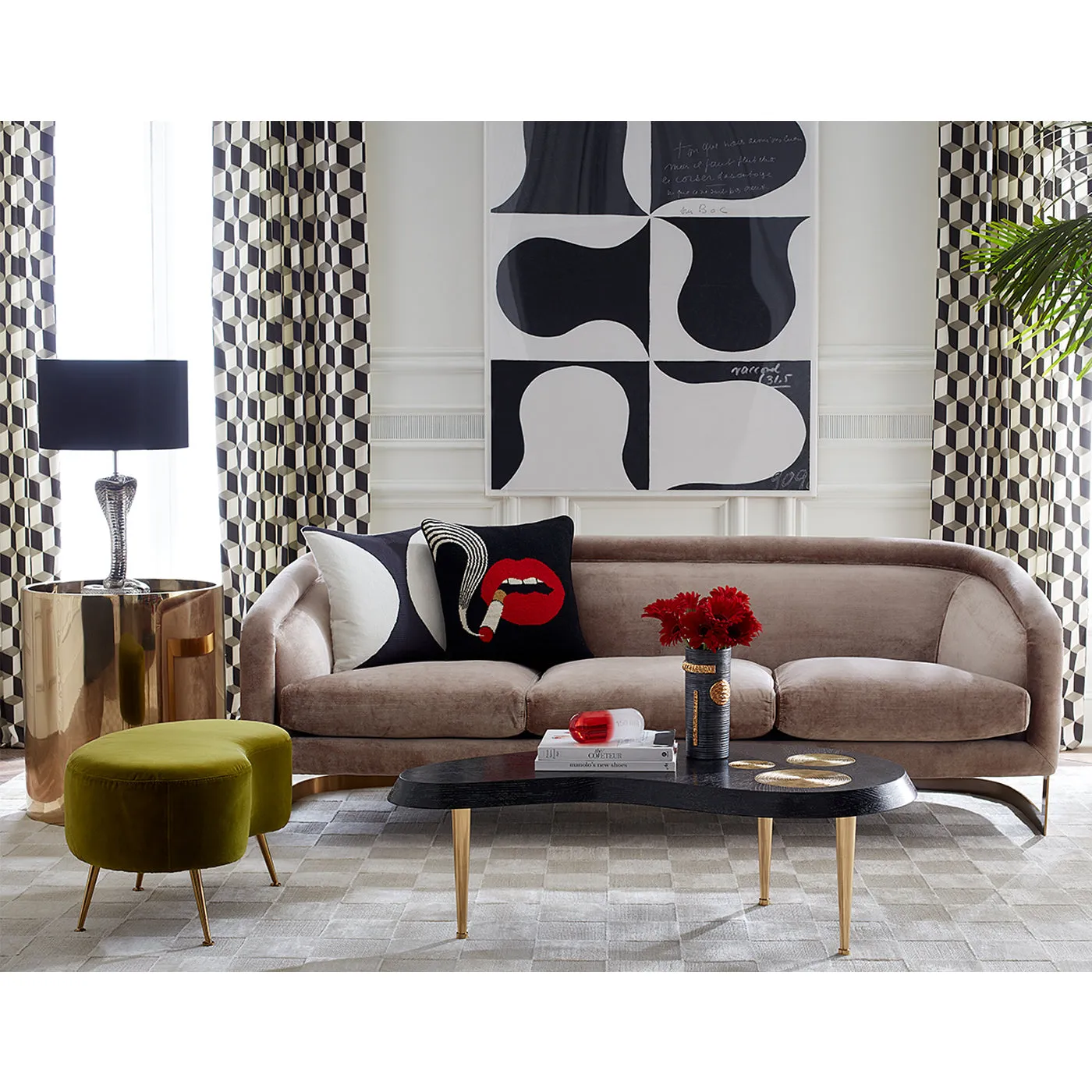 Lips Smolder Needlepoint Cushion