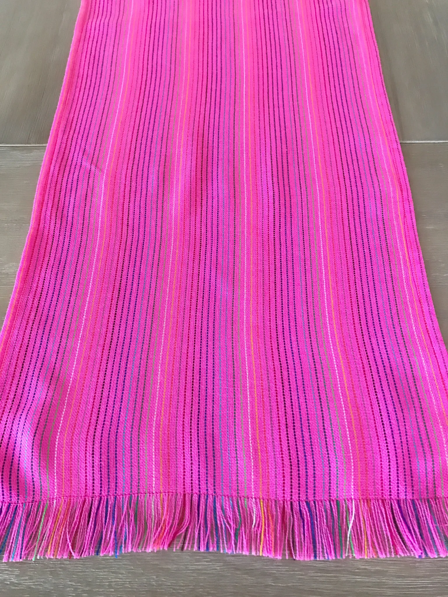 Mexican fabric Table Runner- Light Pink stripes