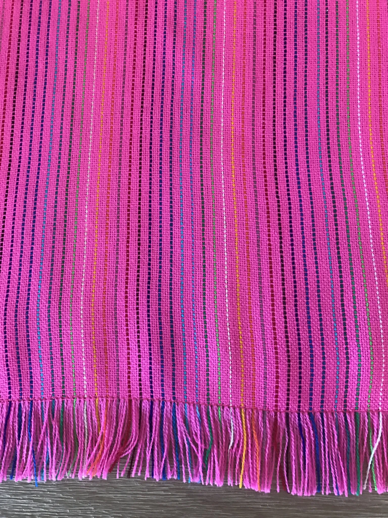 Mexican fabric Table Runner- Light Pink stripes