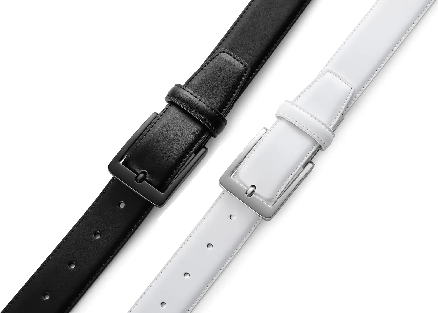 MILORDE Men's Leather Dress Belt 2Pack, Handmade, Genuine Leather, Fashion & Classic Designs for Work Business and Casual