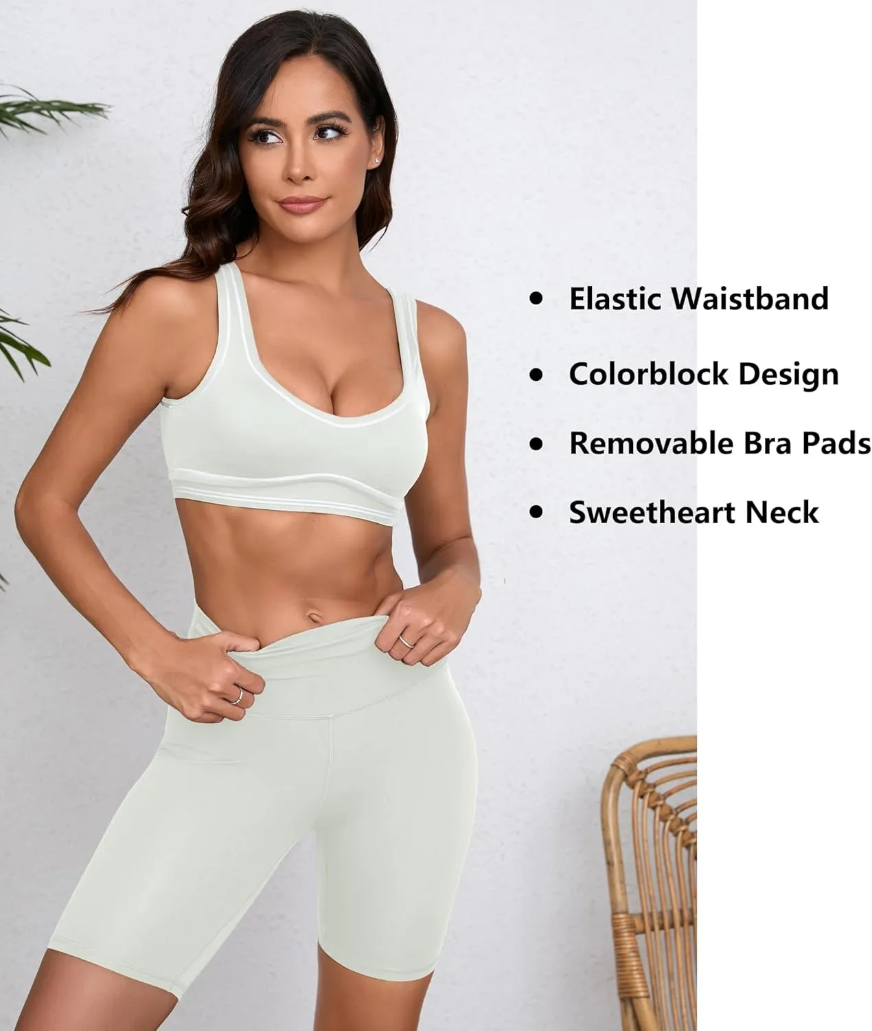 Move With You Women Sweetheart Padded Sports Bra- Workout Fitness Square Neck Low Back Yoga Bra