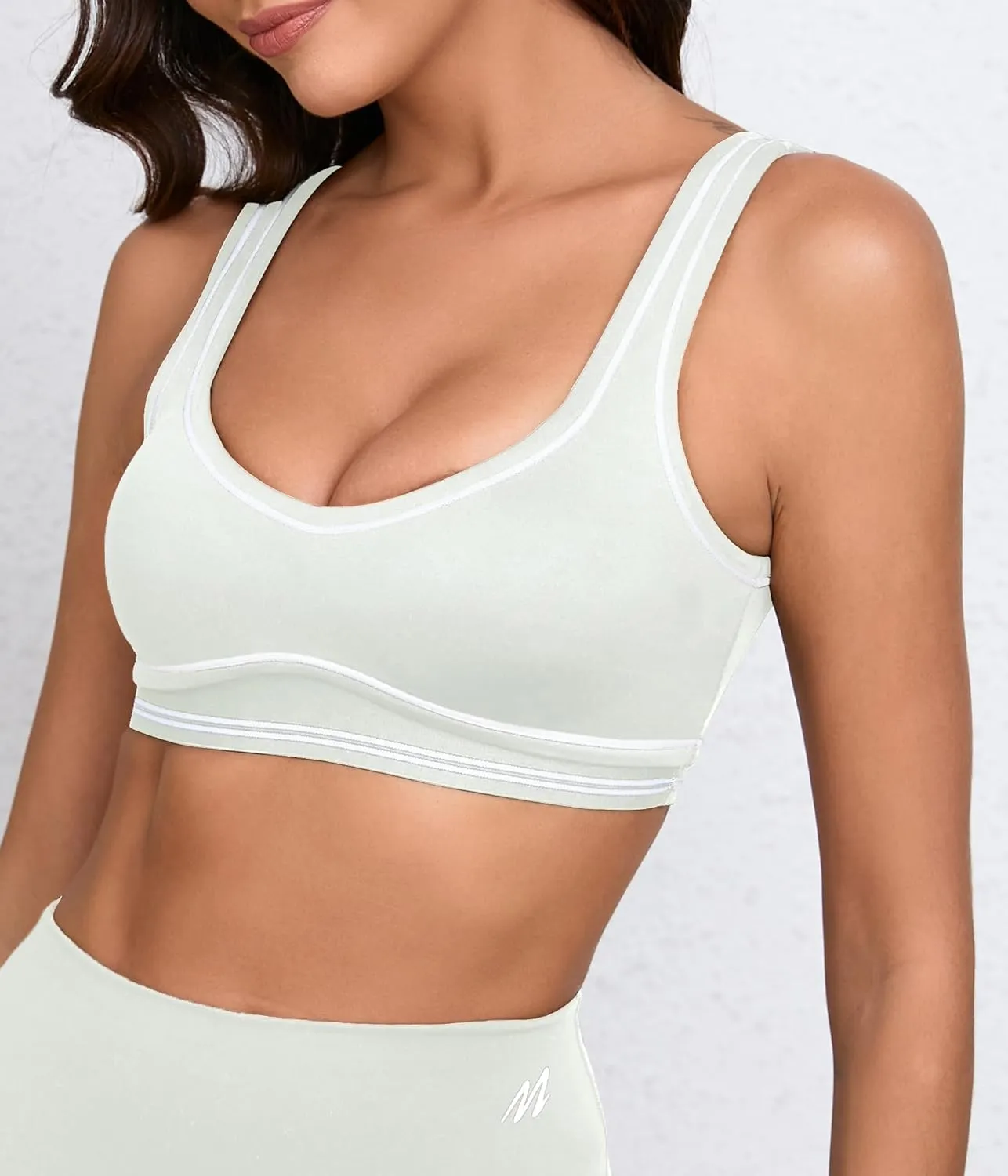 Move With You Women Sweetheart Padded Sports Bra- Workout Fitness Square Neck Low Back Yoga Bra