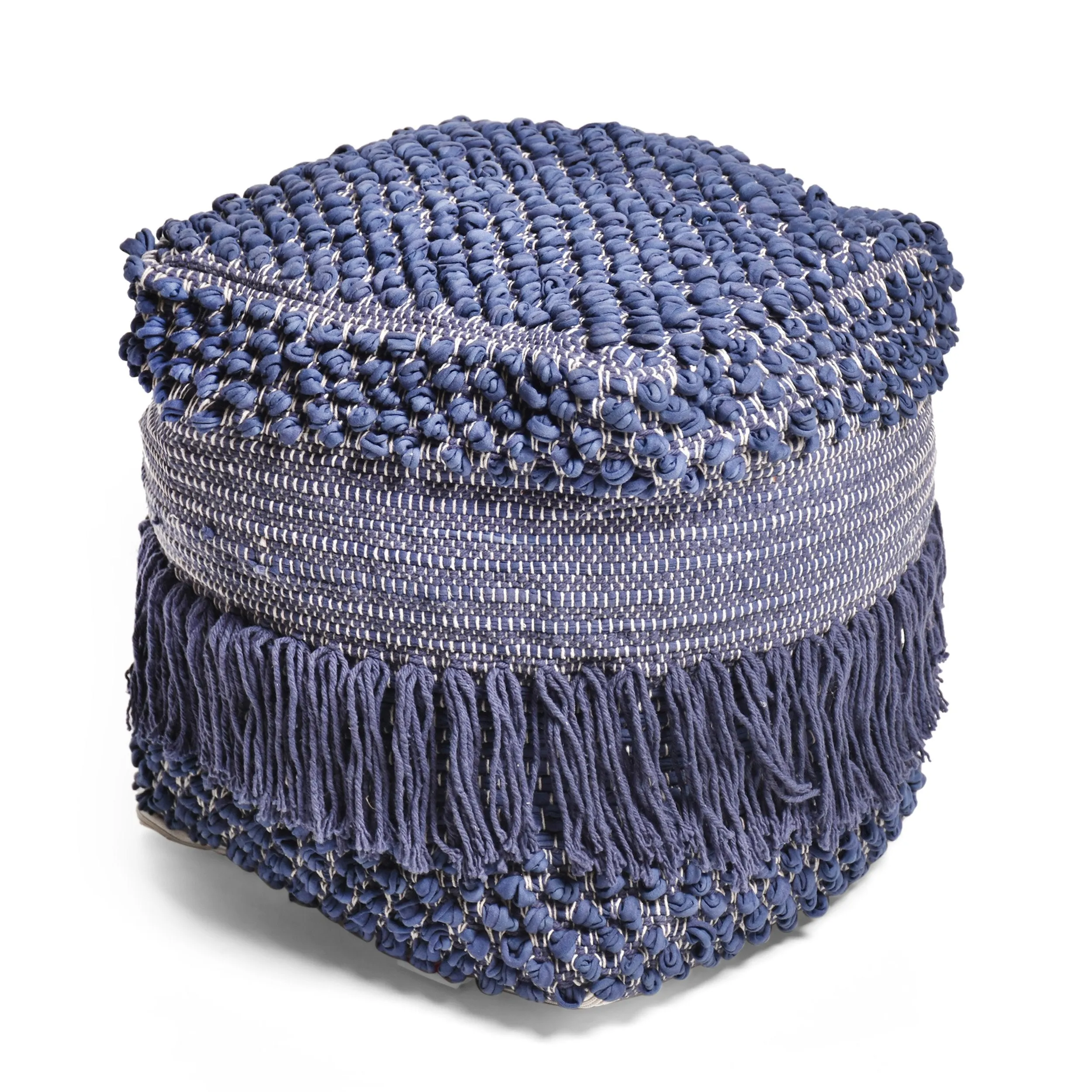 Naholo Boho Handcrafted Fabric Cube Pouf