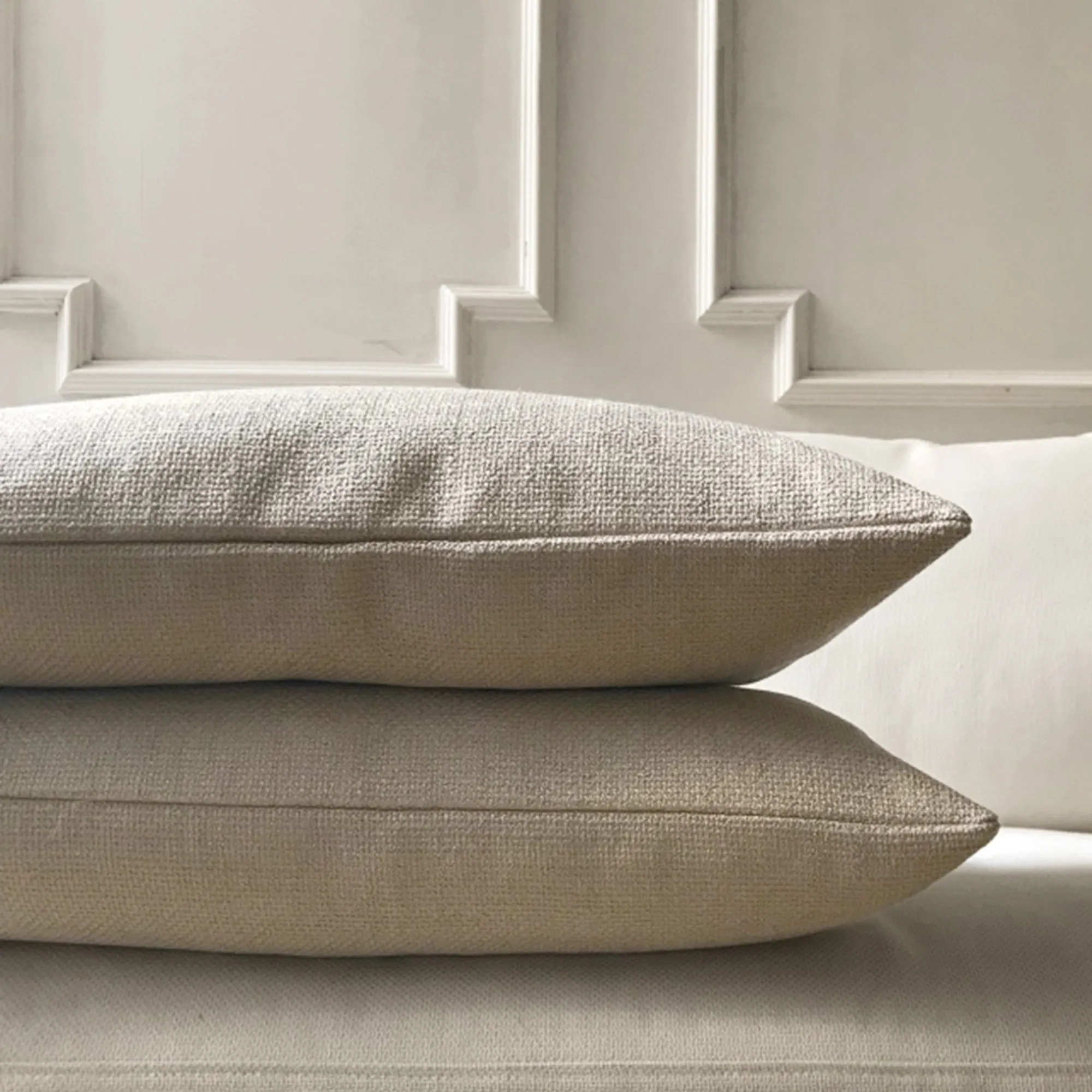 Neutral Woven Solid Lumbar Pillow Cover 15x26