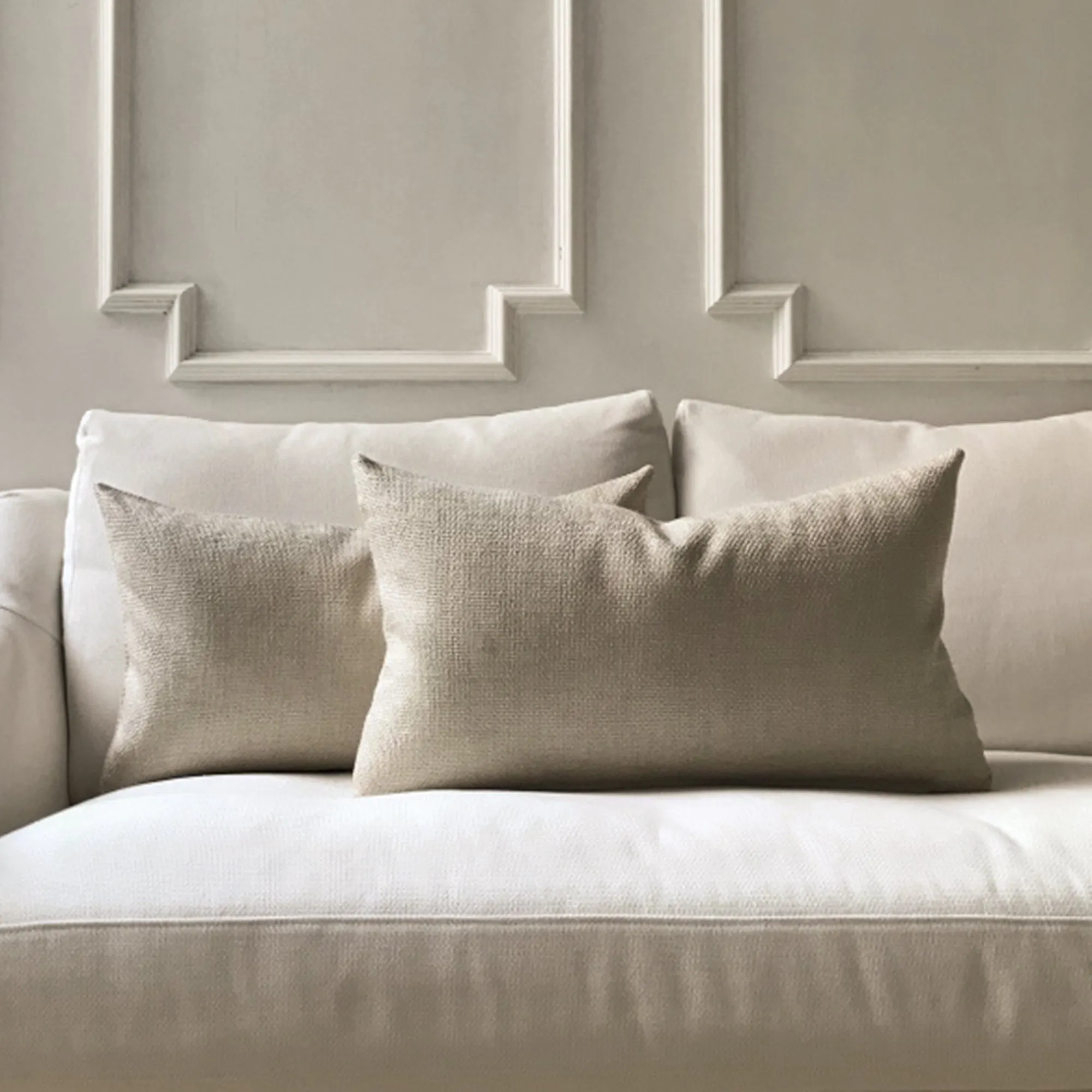 Neutral Woven Solid Lumbar Pillow Cover 15x26