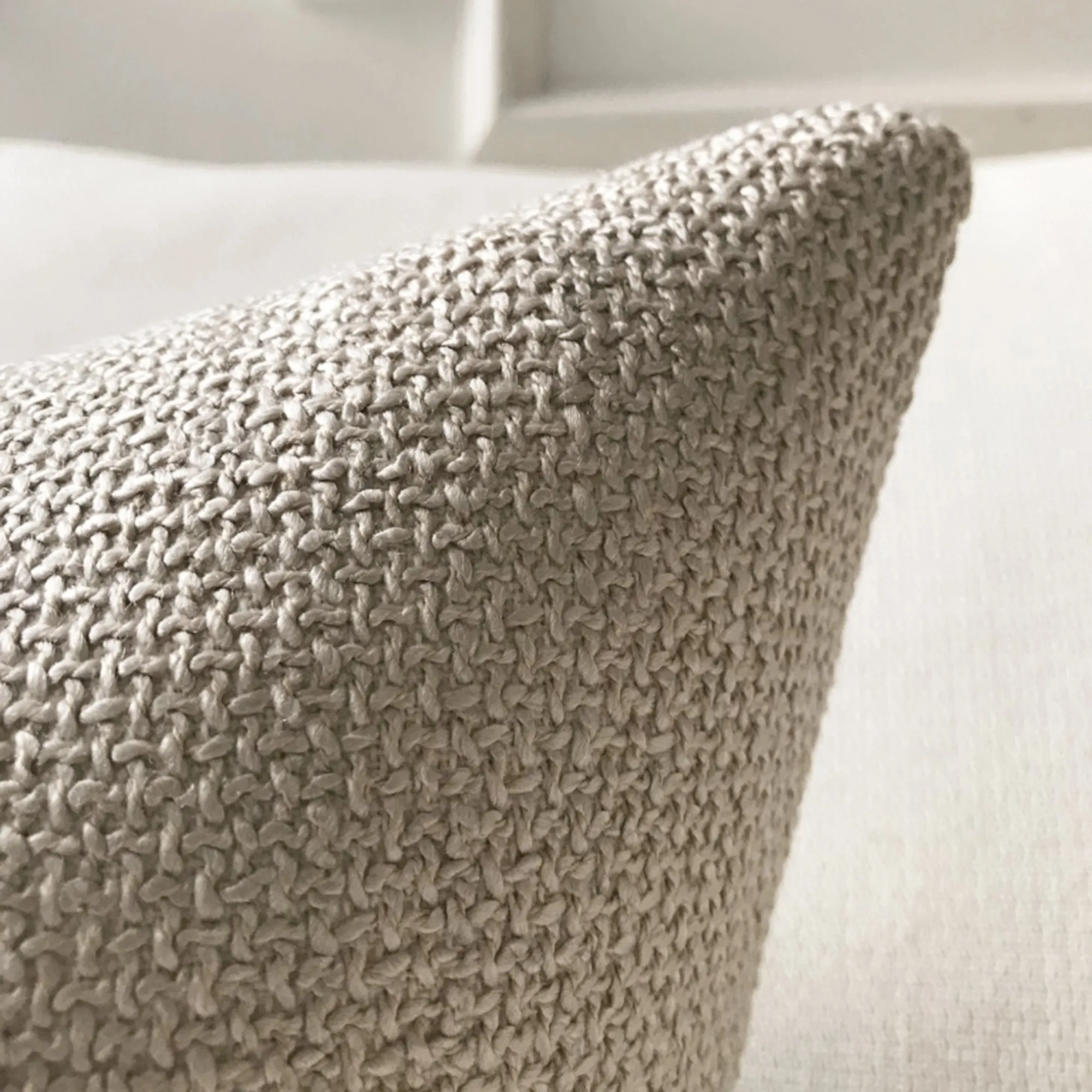 Neutral Woven Solid Lumbar Pillow Cover 15x26