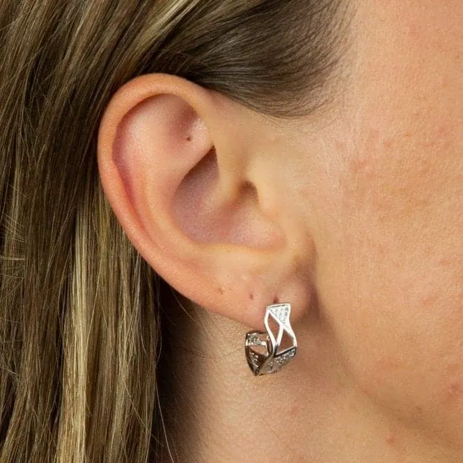 Organic Cage Cubic Zirconia Huggie Earrings E5891C