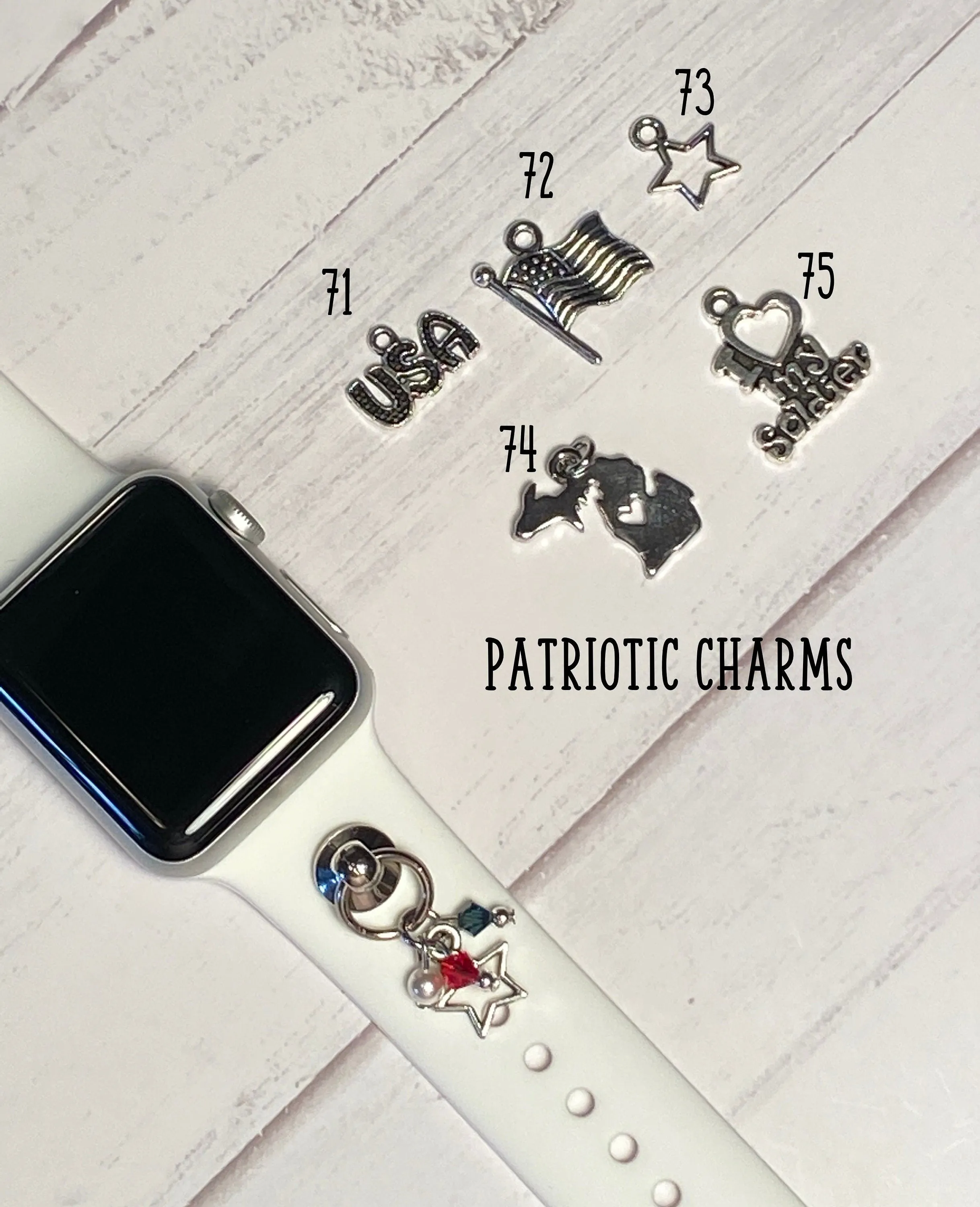 Patriotic Watchband Charms, USA Watch Charm, 4th of July, Memorial Day