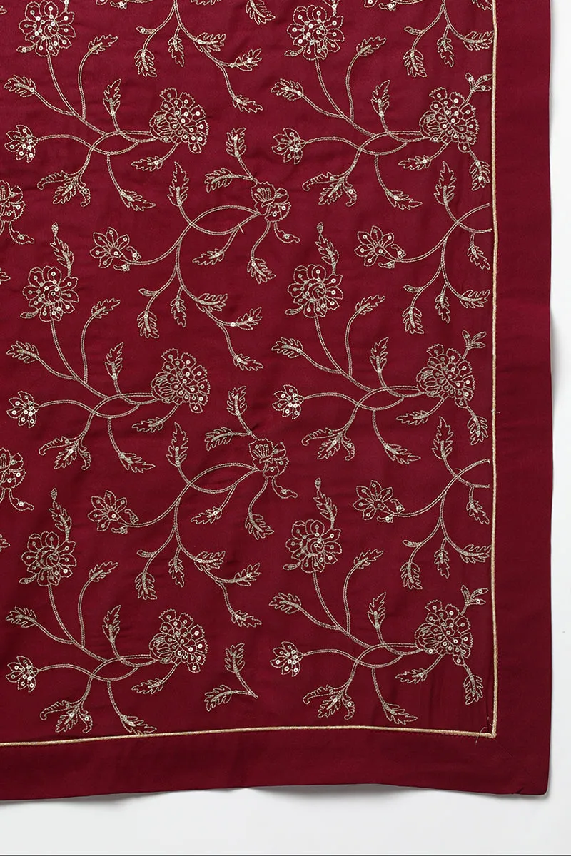 Pink Poly Georgette Straight Kurta Palazzo With Dupatta