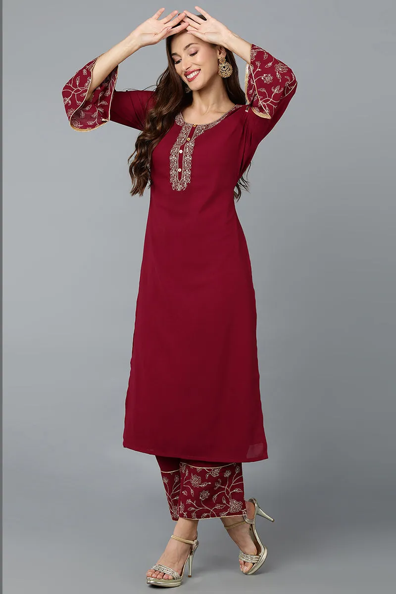 Pink Poly Georgette Straight Kurta Palazzo With Dupatta