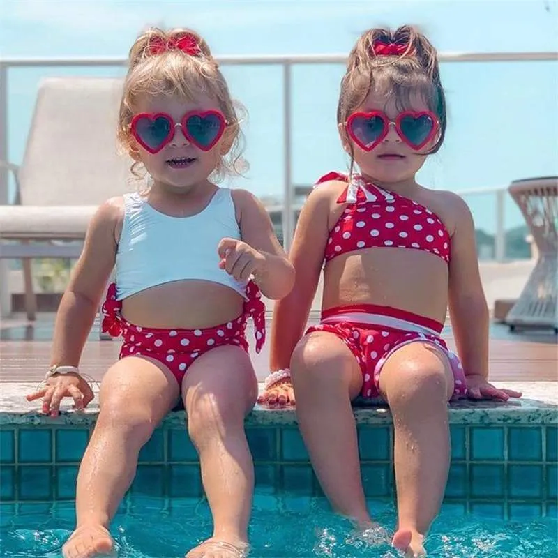 Premium Baby Girl's Polka Dots Two-piece Swimsuit