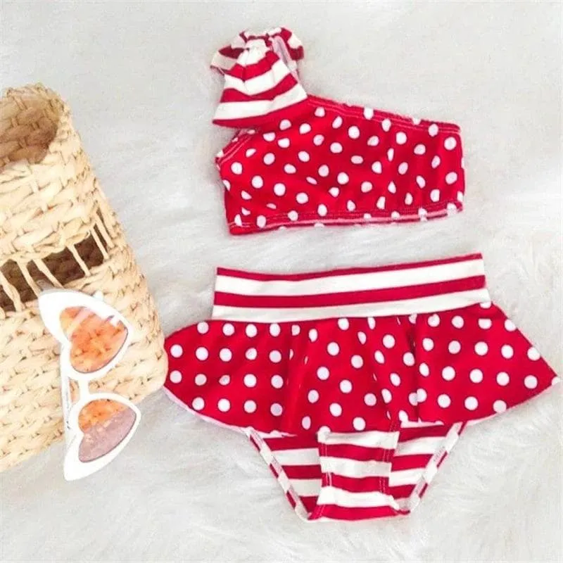 Premium Baby Girl's Polka Dots Two-piece Swimsuit