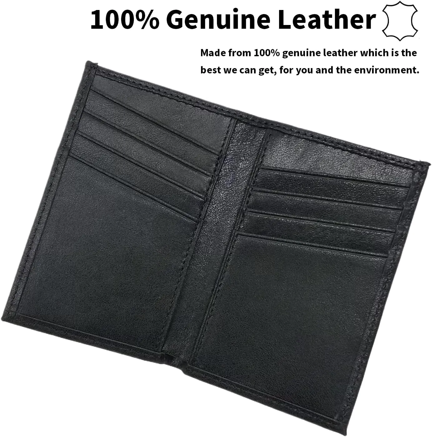 RFID Blocking Leather Wallet, Slim Bifold Front Pocket Card Holder, Brown (Vintage Black)