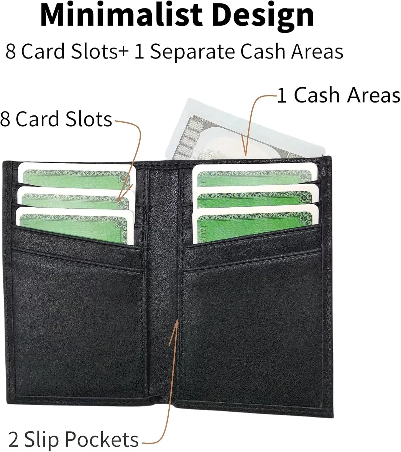 RFID Blocking Leather Wallet, Slim Bifold Front Pocket Card Holder, Brown (Vintage Black)