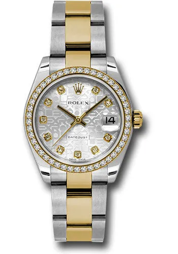 Rolex Steel and Yellow Gold Datejust 31 Watch - 46 Diamond Bezel - Silver Jubilee Diamond Dial - Oyster Bracelet 178383 sjdo